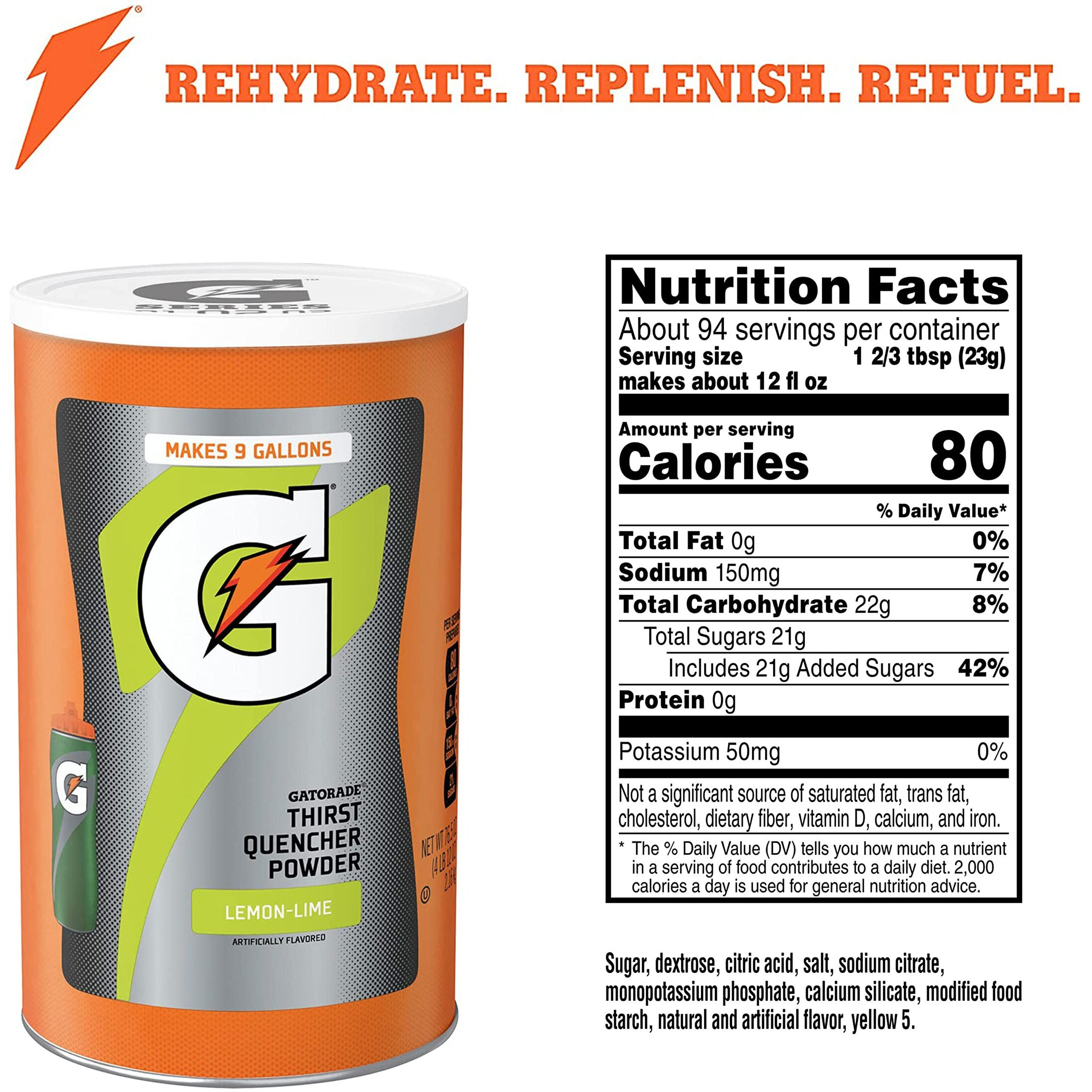 Gatorade Thirst Quencher Powder, Lemon Lime, 76.5 Ounce,Pack Of 1