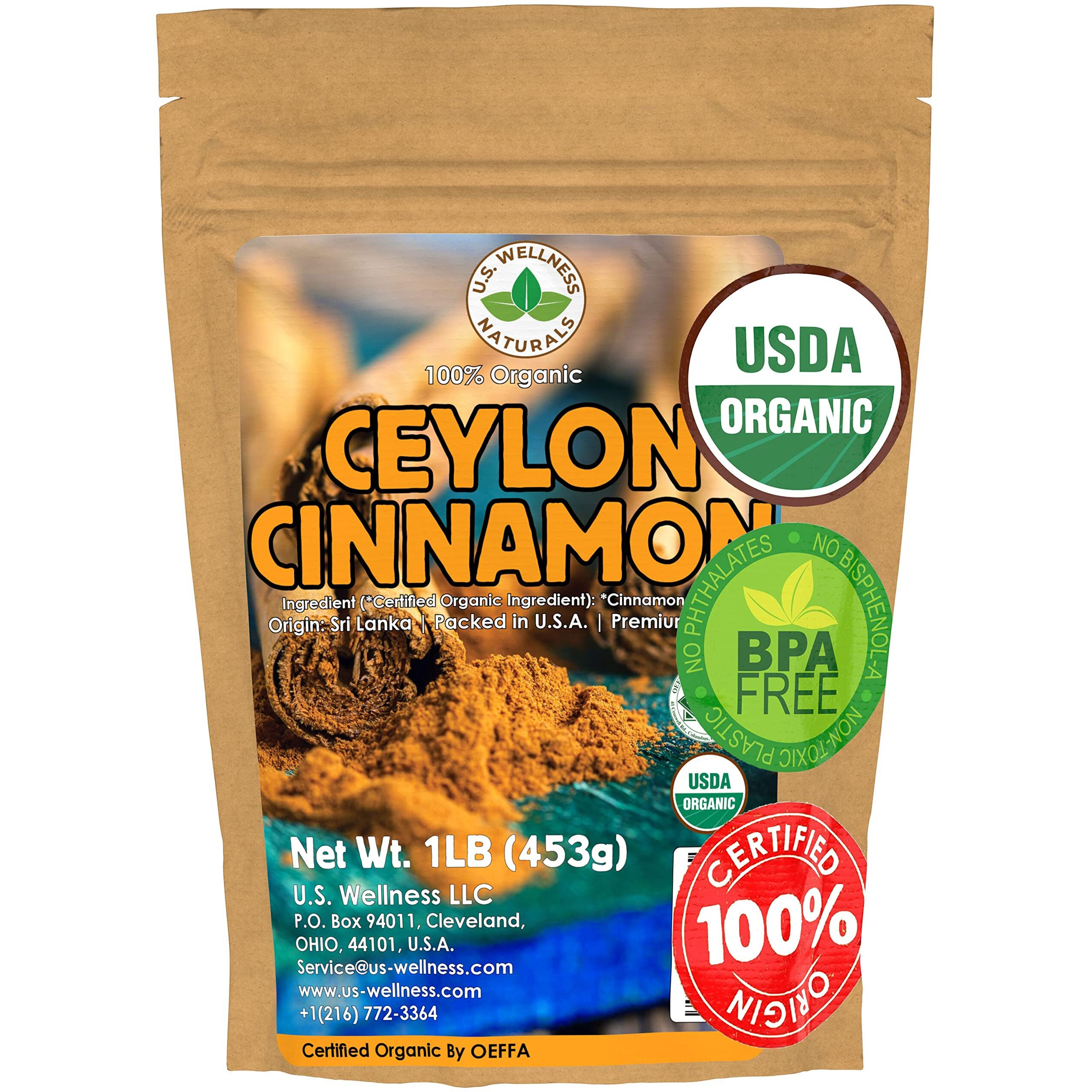 Ceylon Cinnamon Powder (1Lb) | 100% Certified Organic | Freshly Ground Premium Sri Lanka Cinnamon For Exquisite Flavor And Aroma | Gluten Free & Non-Gmo | Controlled And Packed In Usa Food Facility