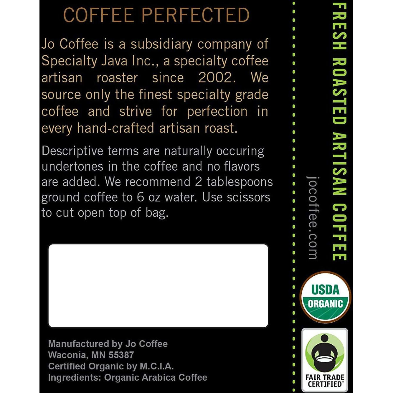 New York Jo 2 Lb, Medium Dark Roast Organic Ground Coffee, 100% Arabica Coffee, Usda Certified Organic, Non-Gmo, Fair Trade Certified, Gluten Free, Gourmet Coffee From Jo Coffee