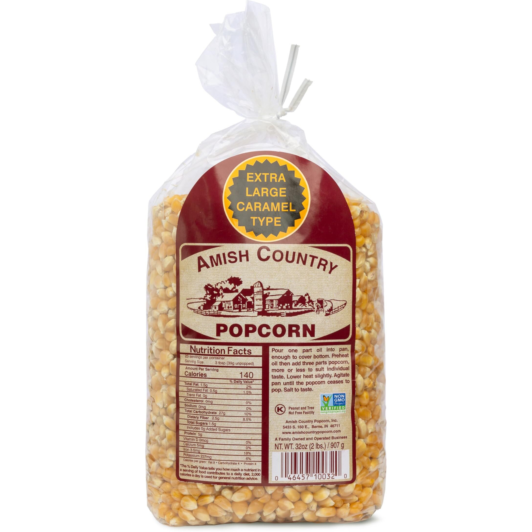 Amish Country Popcorn | 2 Lb Bag | Extra Large Caramel Type Popcorn Kernels | Old Fashioned, Non-Gmo And Gluten Free (Extra Large Caramel - 2 Lb Bag)