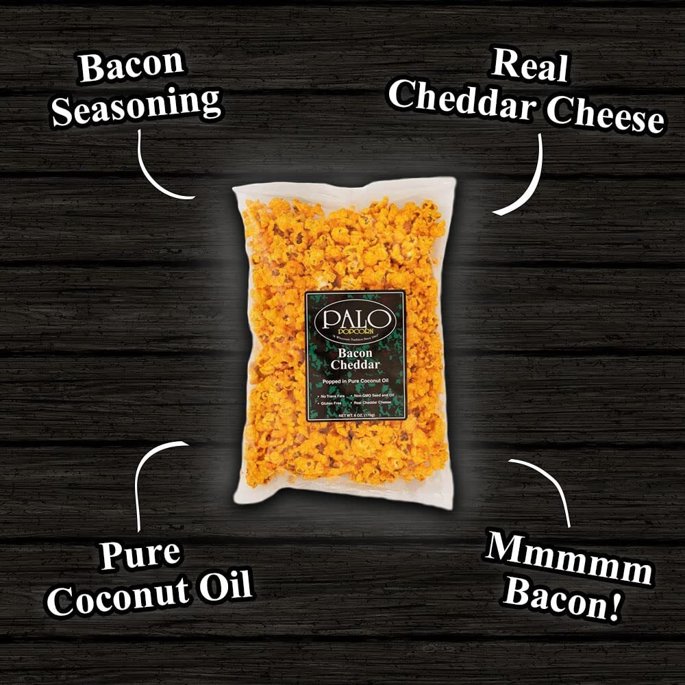 Palo Popcorn Bacon Cheddar Popcorn, 6-Ounce Bags (Pack Of 6)
