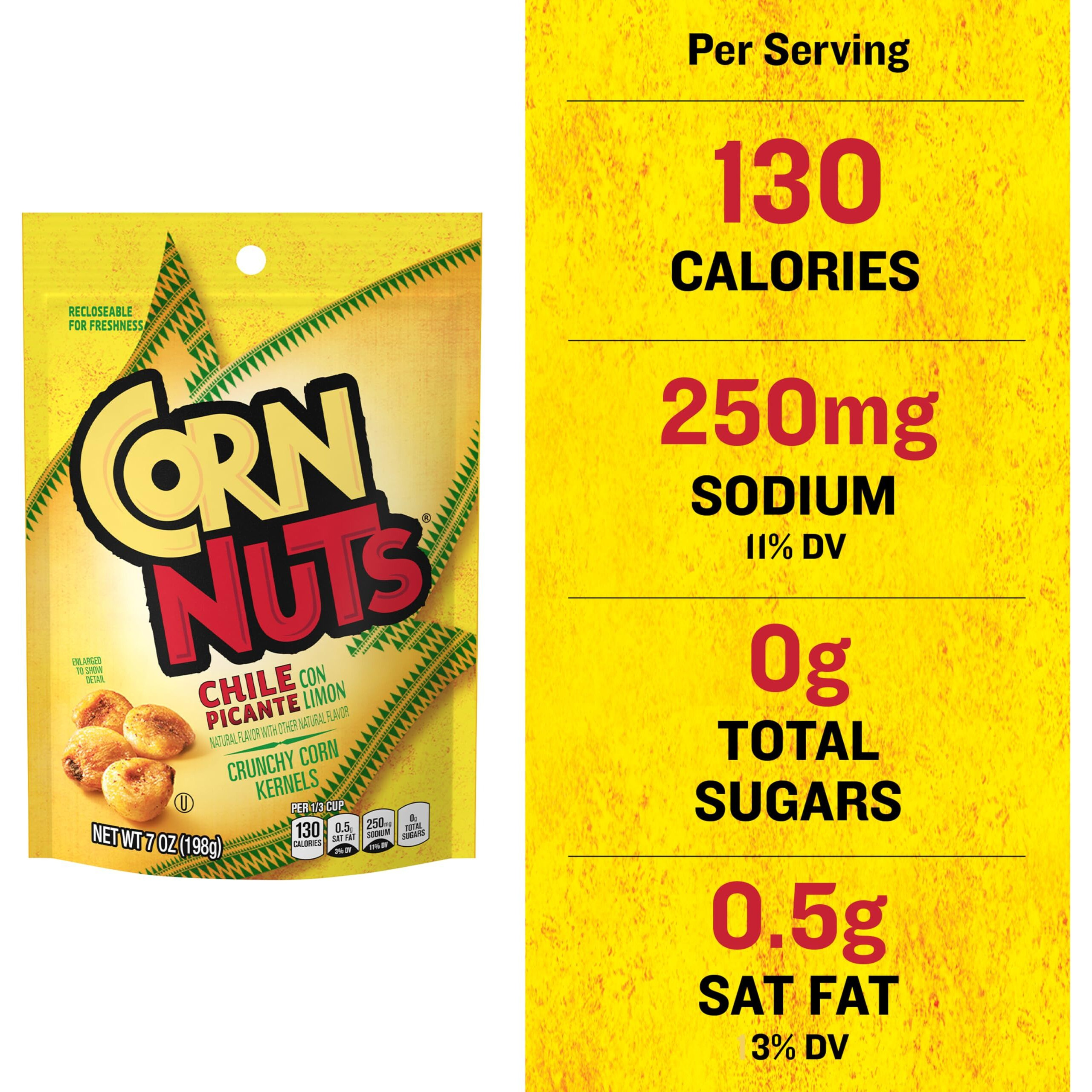 Corn Nuts Chile Picante Con Limon Flavored Corn Kernels, Crunchy Corn Snack, Snack Box, Variety Packs, Food For Adults, 7Oz. (Pack Of 12)