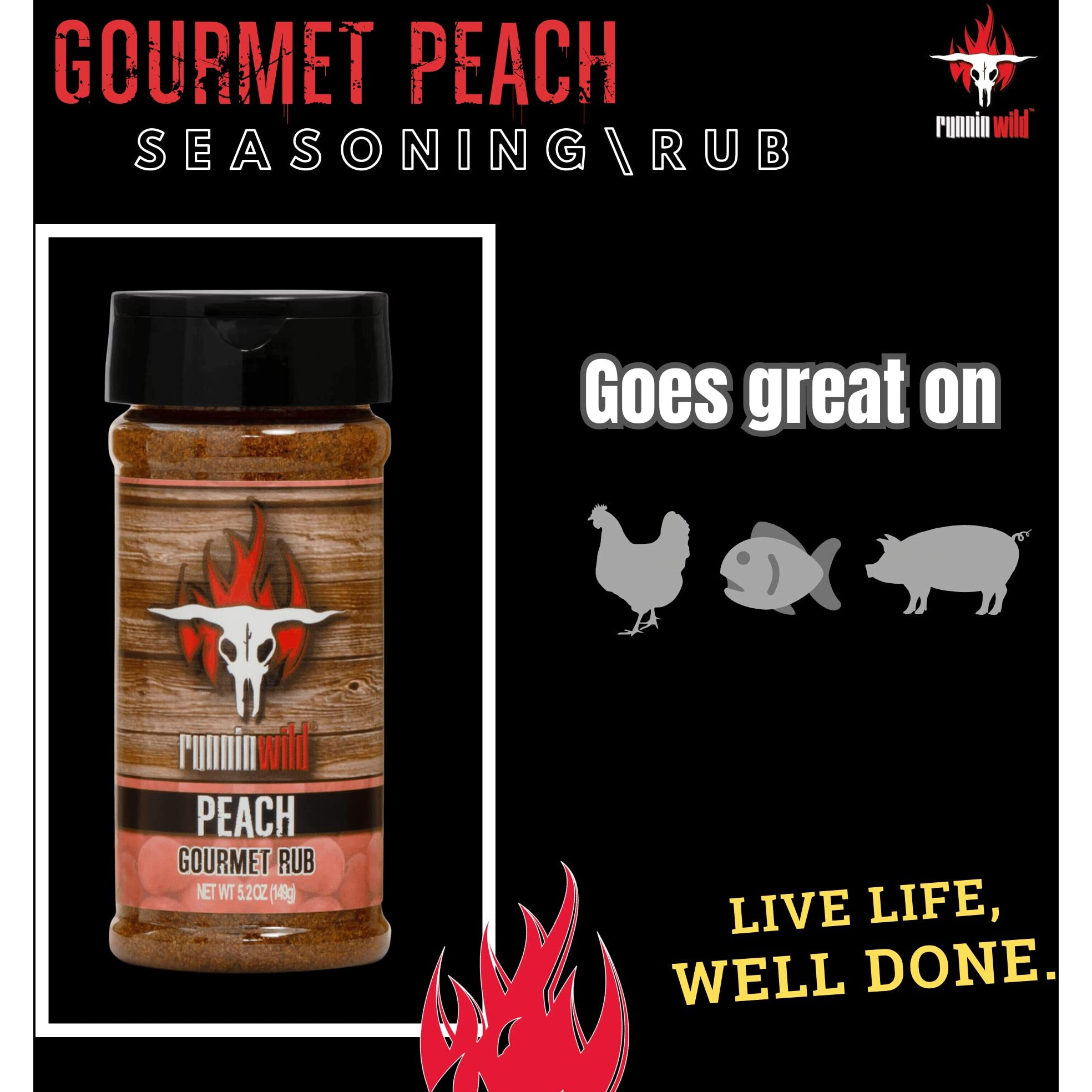 Gourmet Bbq Peach Rub Seasoning | Runnin' Wild Foods, 5.2 Ounces