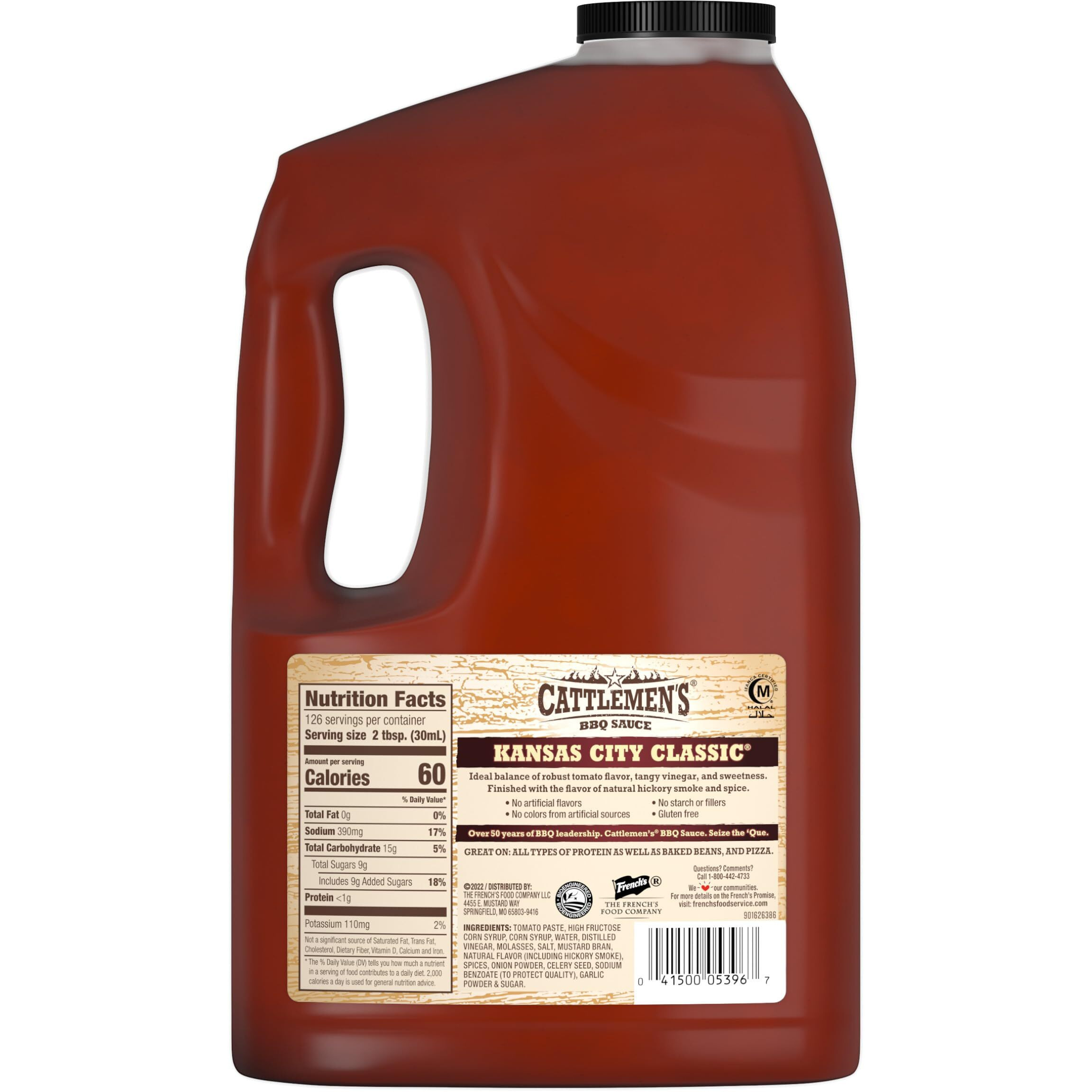Cattlemen's Kansas City Classic Bbq Sauce, 1 Gal - One Gallon Jug Of Kansas City Barbecue Sauce, Perfect Tangy, Sweet Flavor For Pork, Wings, Chicken And More