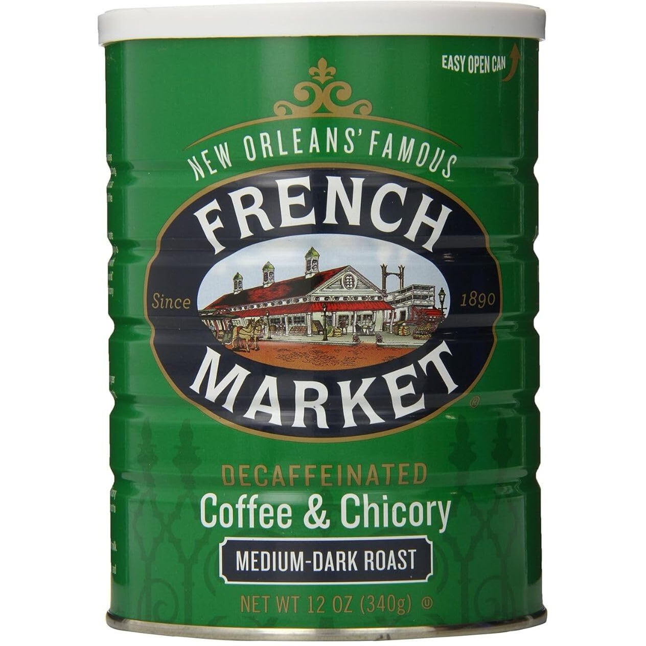 French Market Coffee & Chicory Decaffeinated Medium-Dark Roast Ground Coffee, 12Oz Can (Pack Of 1)