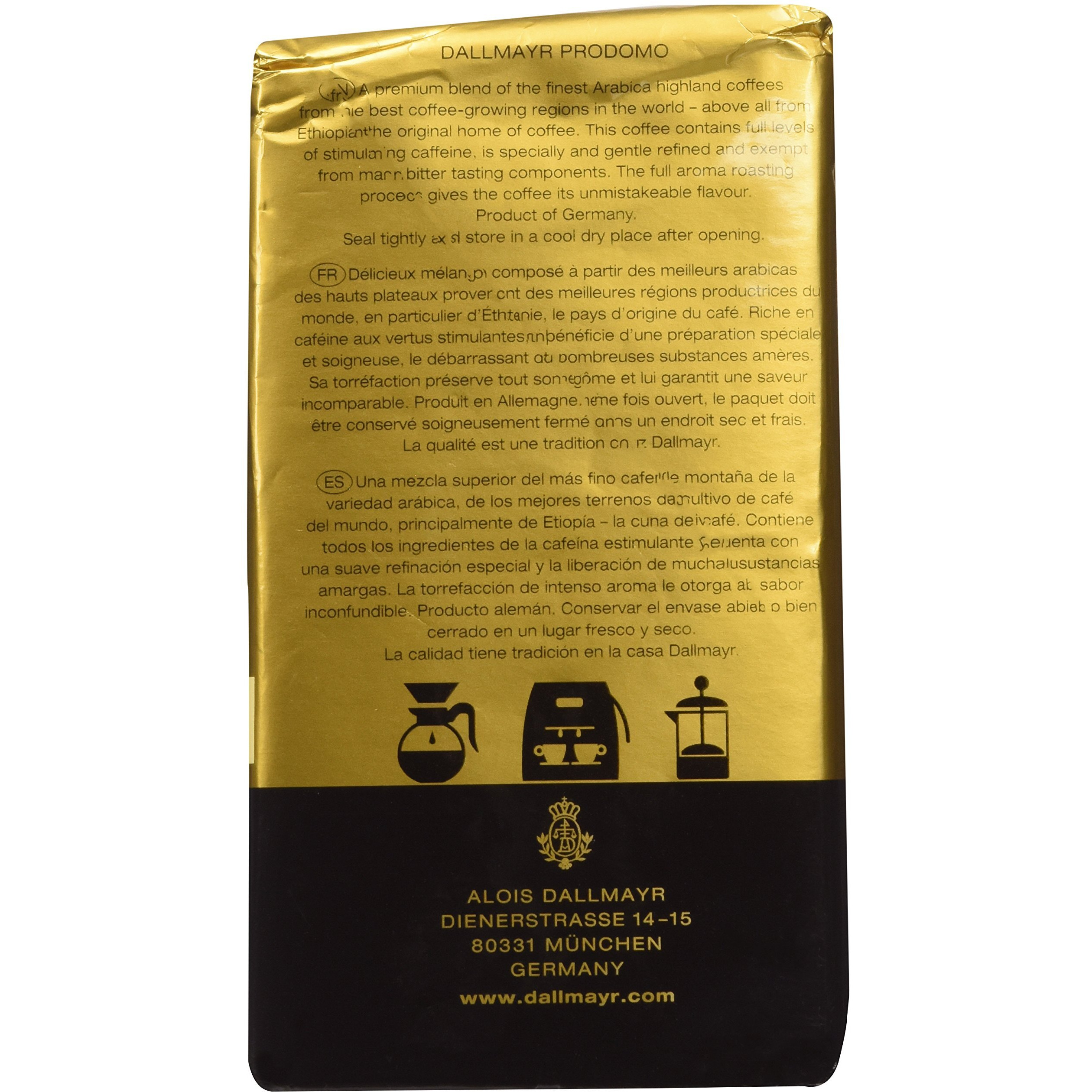Dallmayr Coffee Grnd Prodomo,Gold,8.8 Ounces