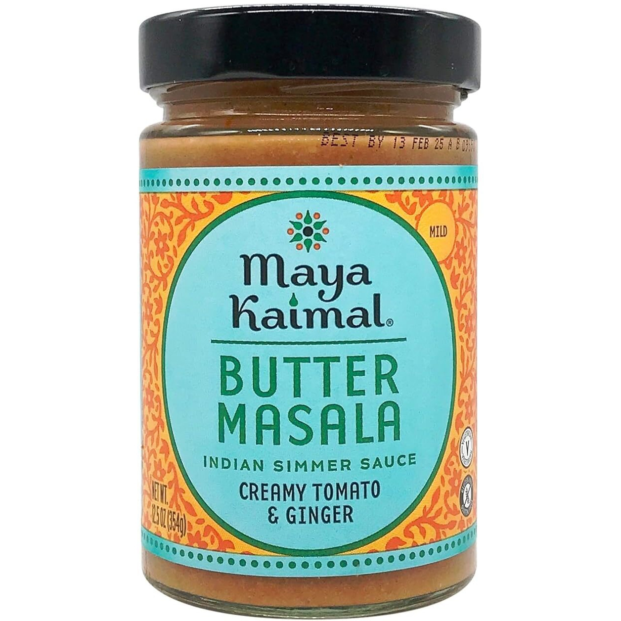 Maya Kaimal Butter Masala Sauce, 12.5 Oz, Mild Indian Simmer Sauce With Creamy Tomato And Ginger. Vegetarian, Gluten Free