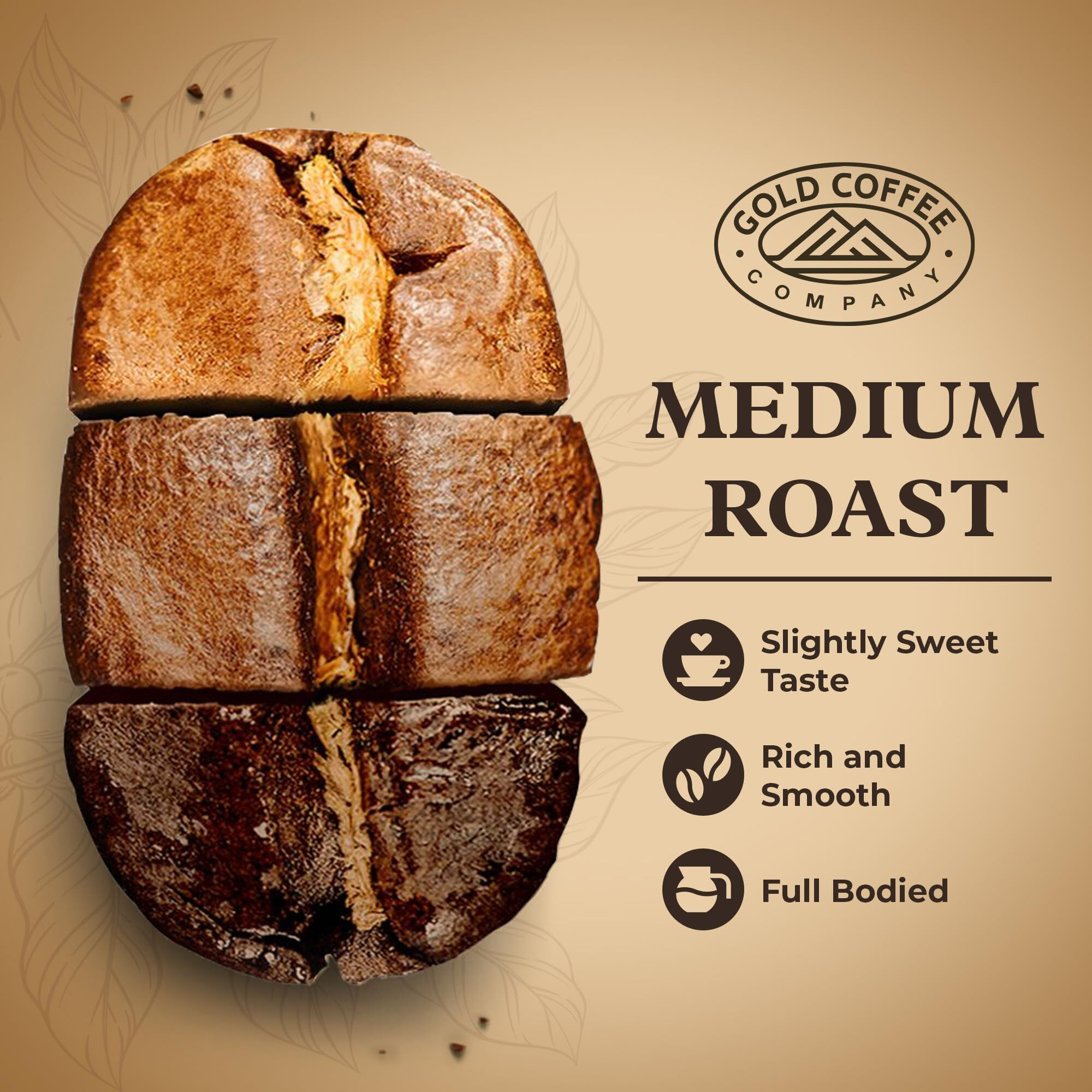 Gold Coffee Company Kanaloa Premium House Blend | Gourmet Medium Roast Whole Coffee Beans| 100% Arabica Roasted Beans | 2 Lbs. (Pack Of 2)