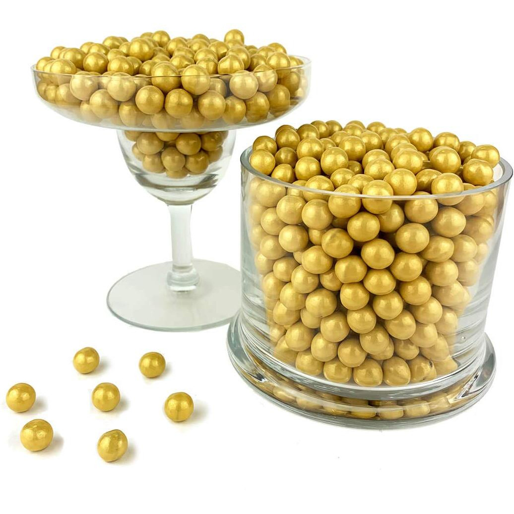 Color It Candy Shimmer Gold Sixlets 2 Lb Bag - Perfect For Table Centerpieces, Weddings, Birthdays, Candy Buffets, & Party Favors.