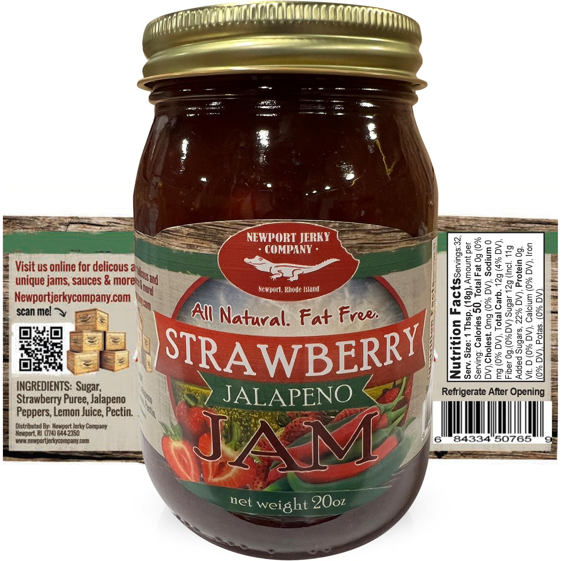 Gourmet Strawberry Jalapeno Jam 20Oz Handcrafted Small Batch (Fat Free, Gluten Free & All Natural)