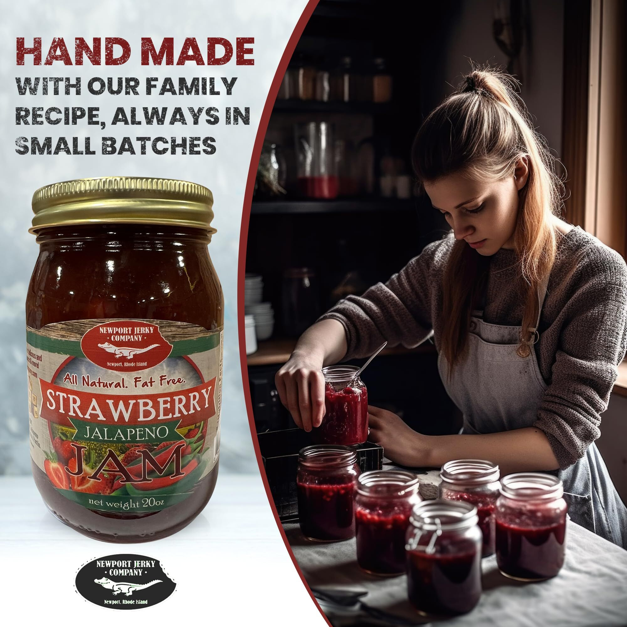 Gourmet Strawberry Jalapeno Jam 20Oz Handcrafted Small Batch (Fat Free, Gluten Free & All Natural)