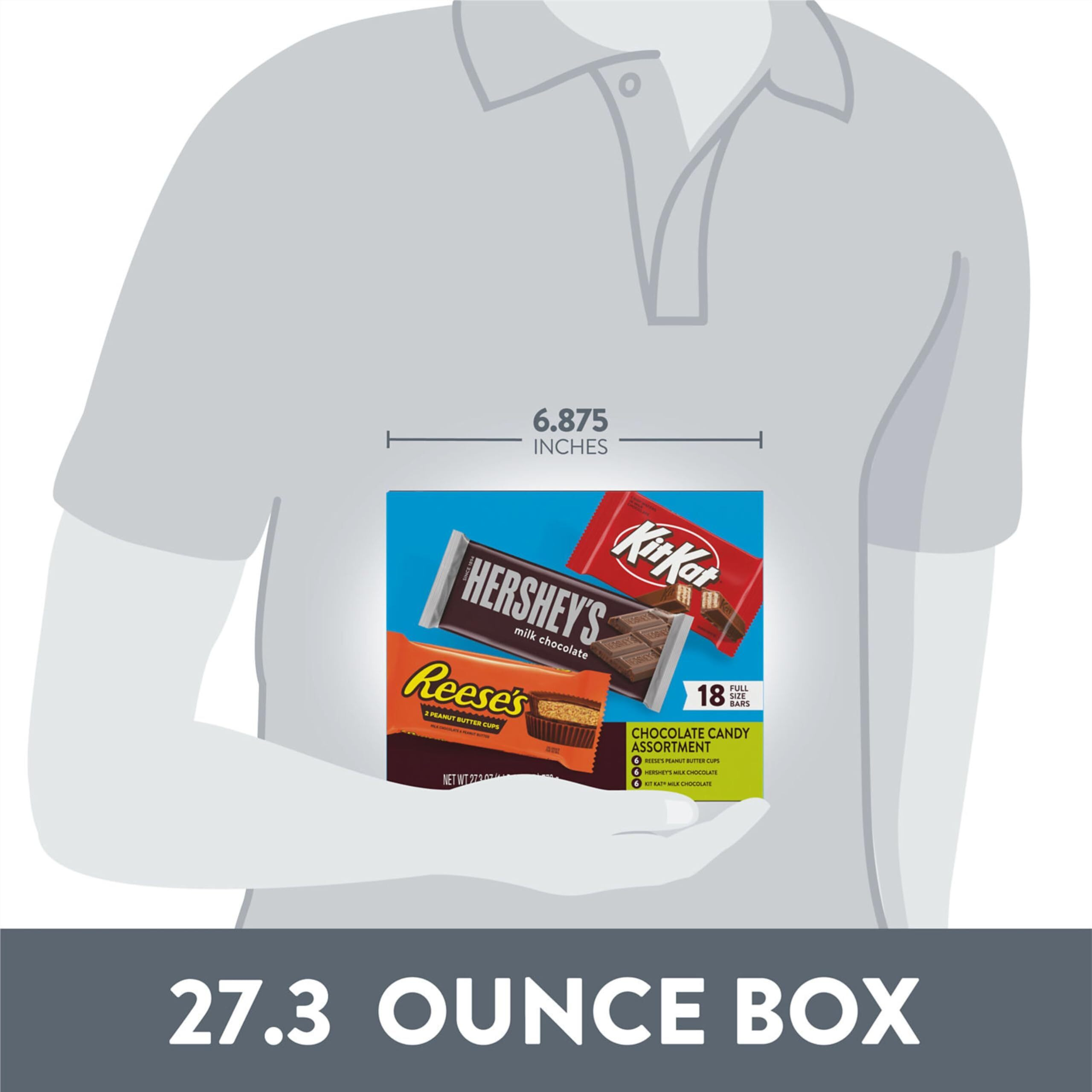 Hershey's, Kit Kat And Reese's Assorted Milk Chocolate Candy Variety Box, 27.3 Oz (18 Count)