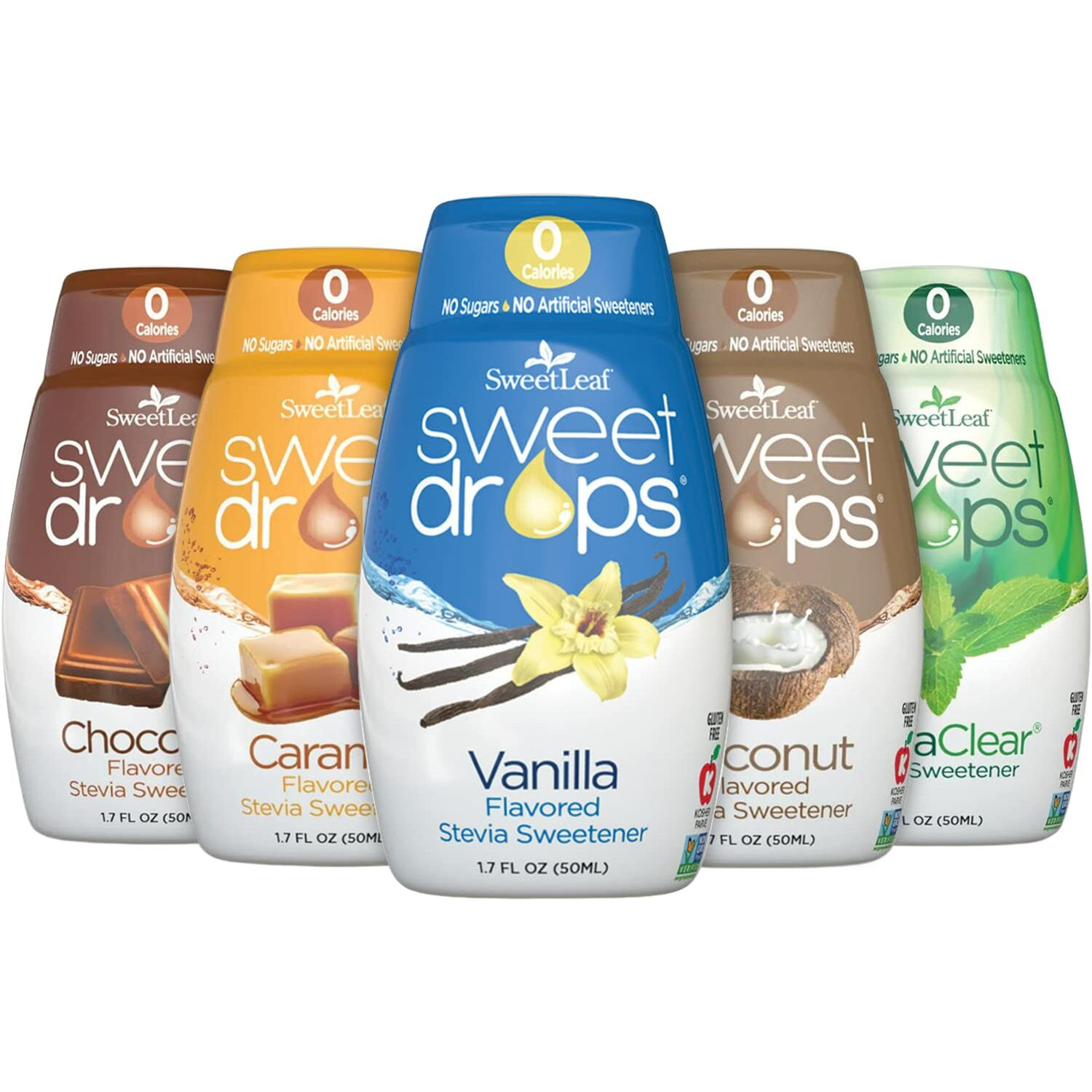 Sweetleaf Sweet Drops Stevia Liquid Sweetener Variety Pack - Sweeten And Flavor Foods, Keto Coffee With Sugar Free, Zero Calorie, Non-Glycemic Response Sweetleaf Stevia Drops, 1.7 Fl Oz Ea (Pack Of 5)
