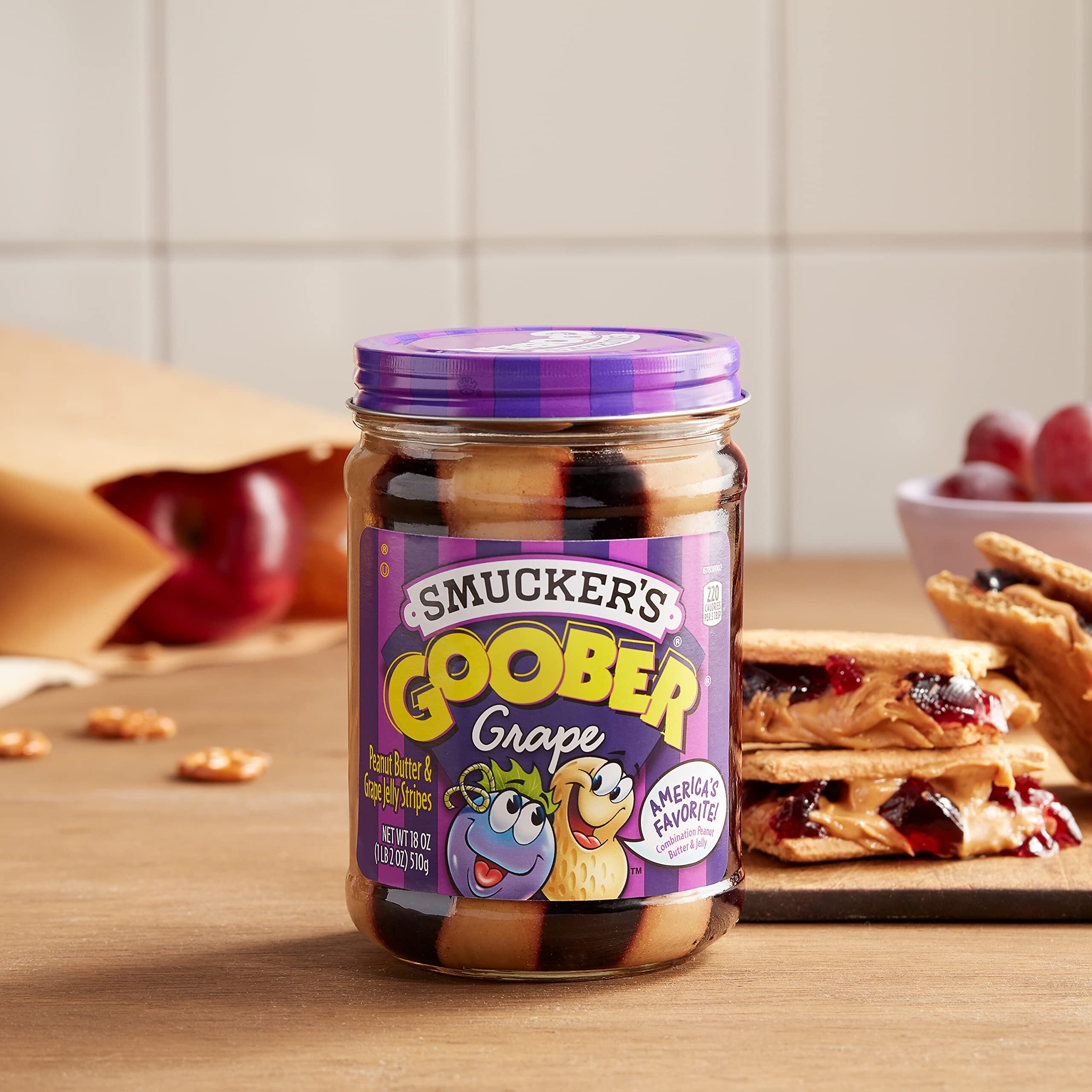 Smucker's Goober Peanut Butter And Grape Jelly Stripes, 18 Ounces