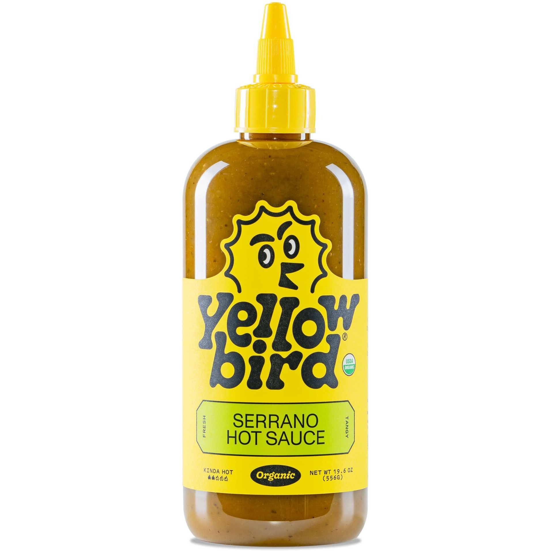 Yellowbird Organic Serrano Hot Sauce 19.6 Oz. Tabletop Size (Kinda Hot | 1 Bottle | Made W/ Organic Garlic, Cucumber, & Lime)