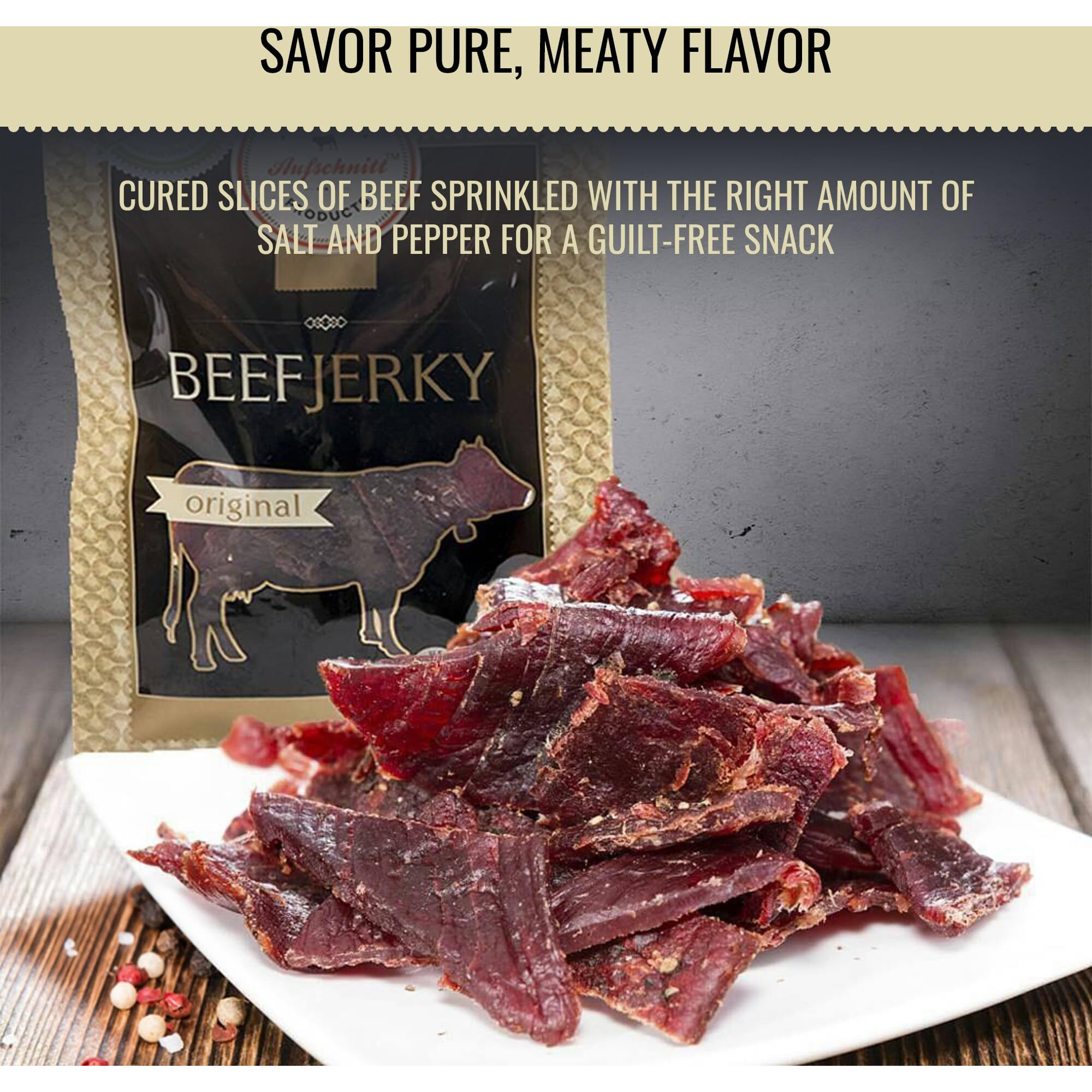 Aufschnitt Grass Fed Beef Jerky - Low Sodium, Certified Kosher - Made In Usa - Keto & Halal Friendly - 24 Pack, Original