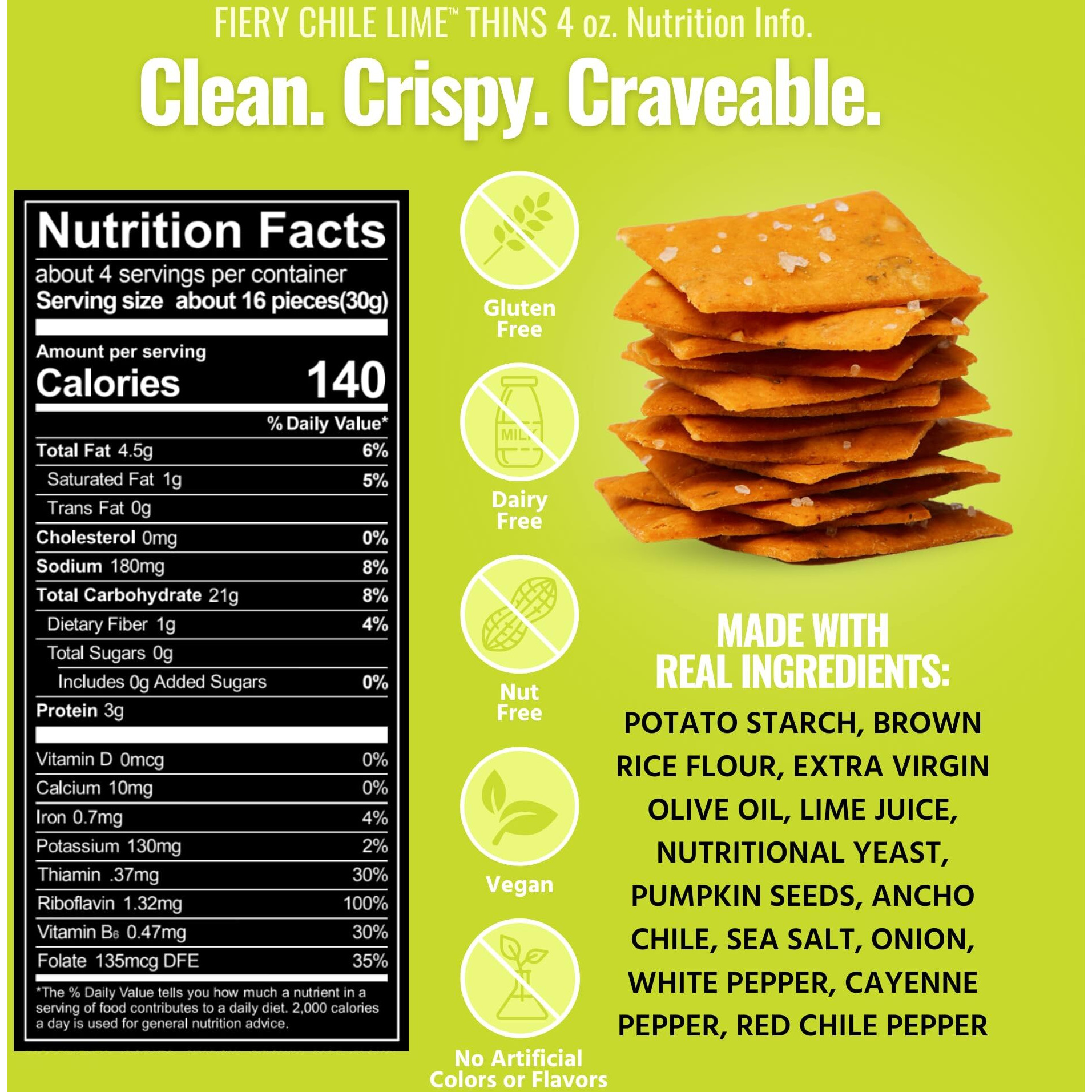 Every Body Eat Snack Thins, Fiery Chile Lime Flavor, Vegan, Gluten Free And Dairy Free (Pack Of 2)