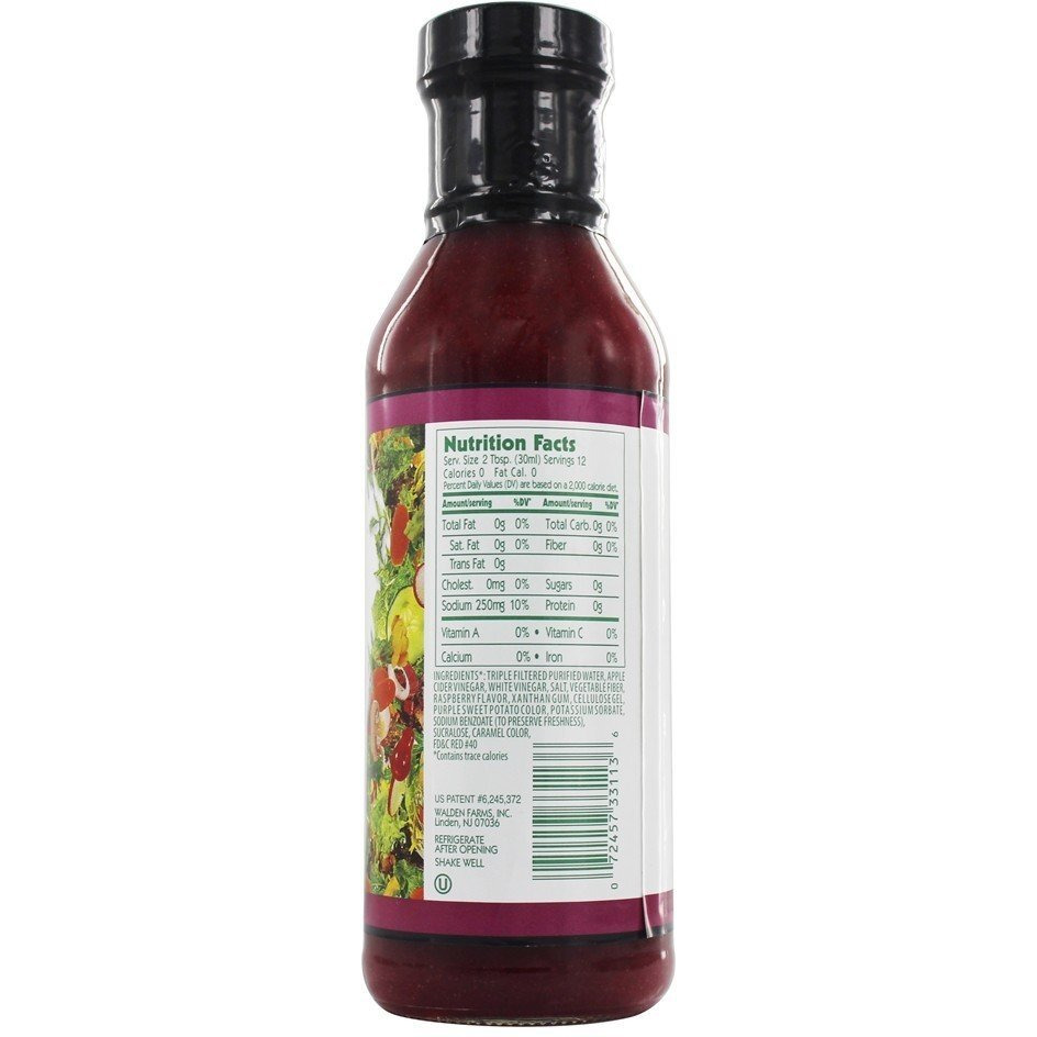 Walden Farms Raspberry Vinaigrette - Calorie-Free, Gluten-Free, Low Carb, Keto-Friendly, Vegan, Sugar-Free, Dressing With Bold Raspberry Flavor For Salads & Marinades, (12 Oz Bottle)