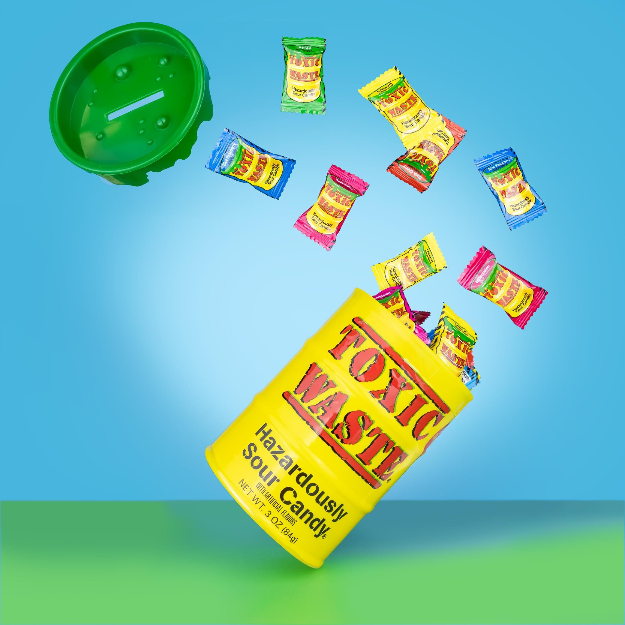 Toxic Waste | 1 Pound Bag Assortment Of Toxic Waste Sour Candy - 5 Flavors Apple, Watermelon, Lemon, Blue Raspberry, And Black Cherry