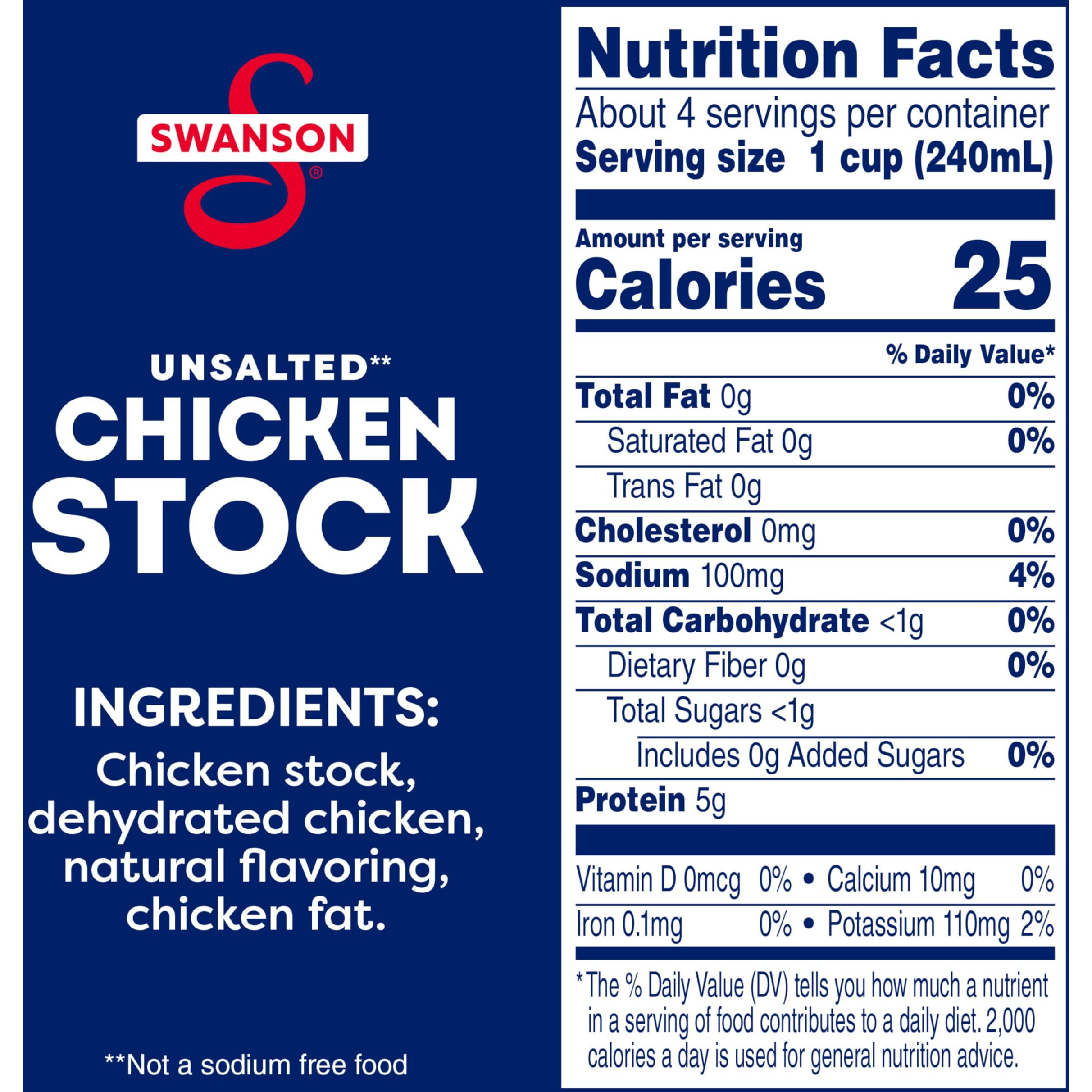 Swanson 100% Natural Unsalted Chicken Stock, 32 Oz Carton (Pack Of 12)