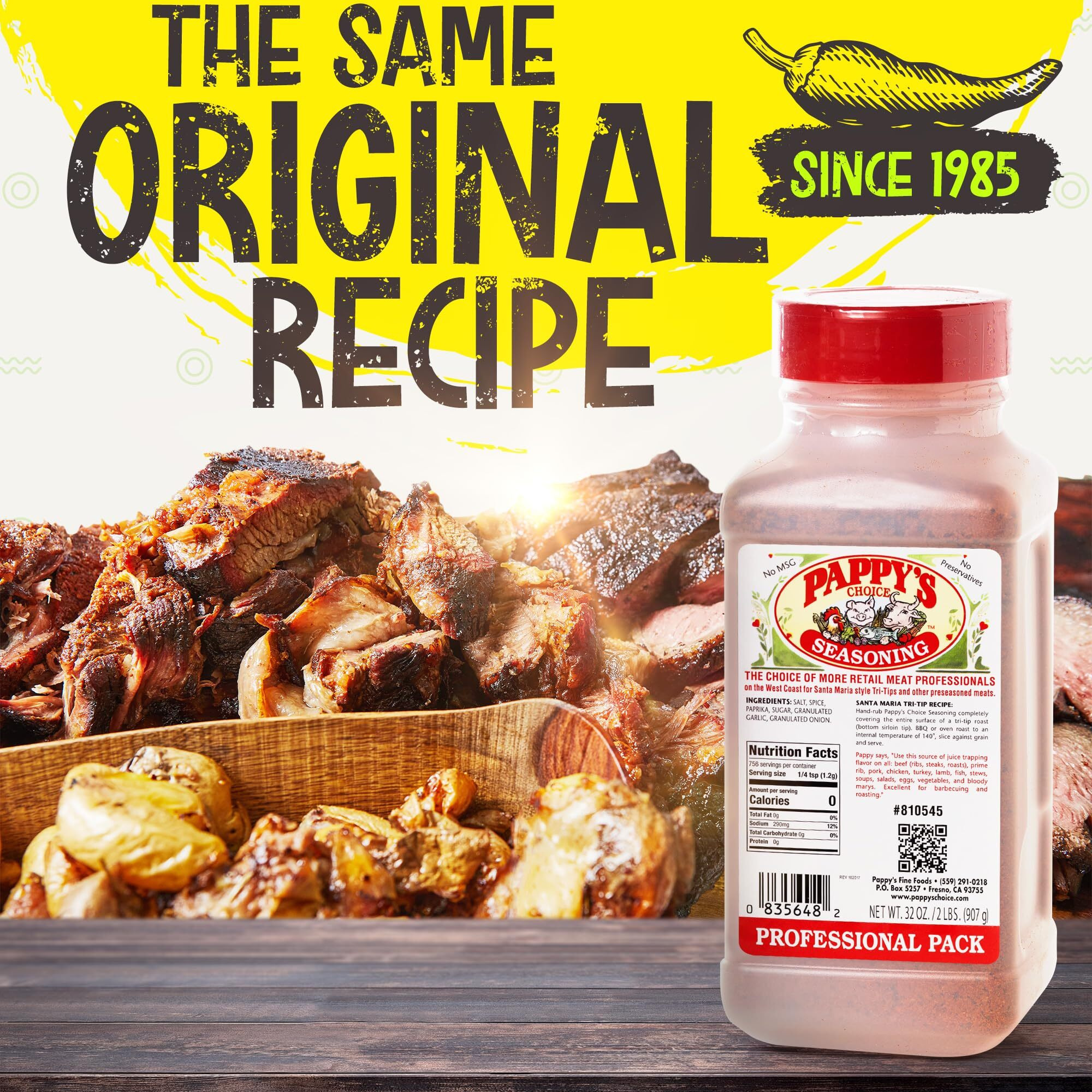 Pappy's Choice Seasoning - Original. All-In-One Gourmet Steak & Meat Rub For Grilling | Perfect For Steaks, Beef, Burgers, And Bbq | Premium Rubs & Seasonings For All Meats, Salads, Veggies, Sea Food And More