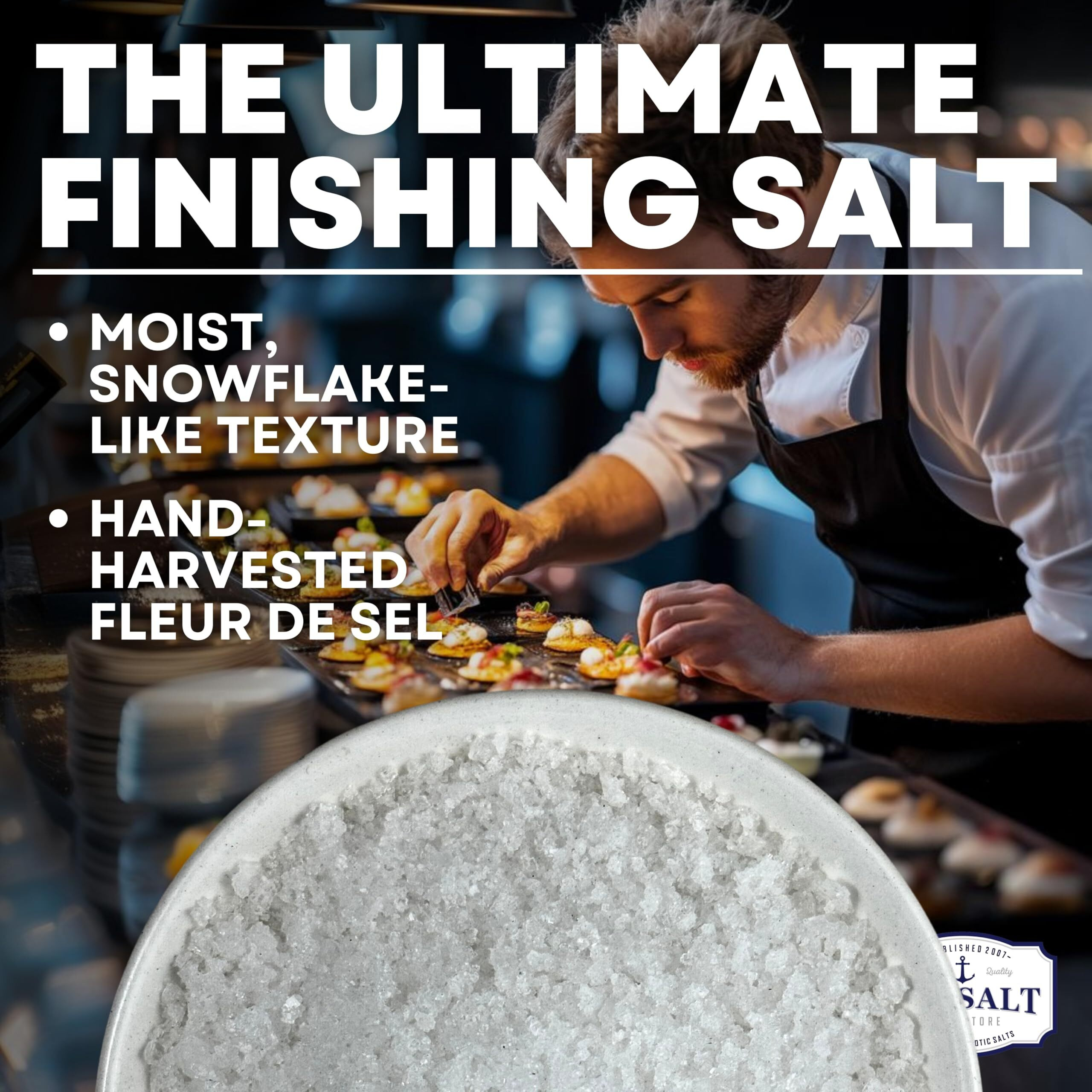 Flaky Hand Harvested Sea Salt Flakes, Baja Fleur De Sel Flake Salt, For Baking And Cooking And Fishing, 7 Oz Bag