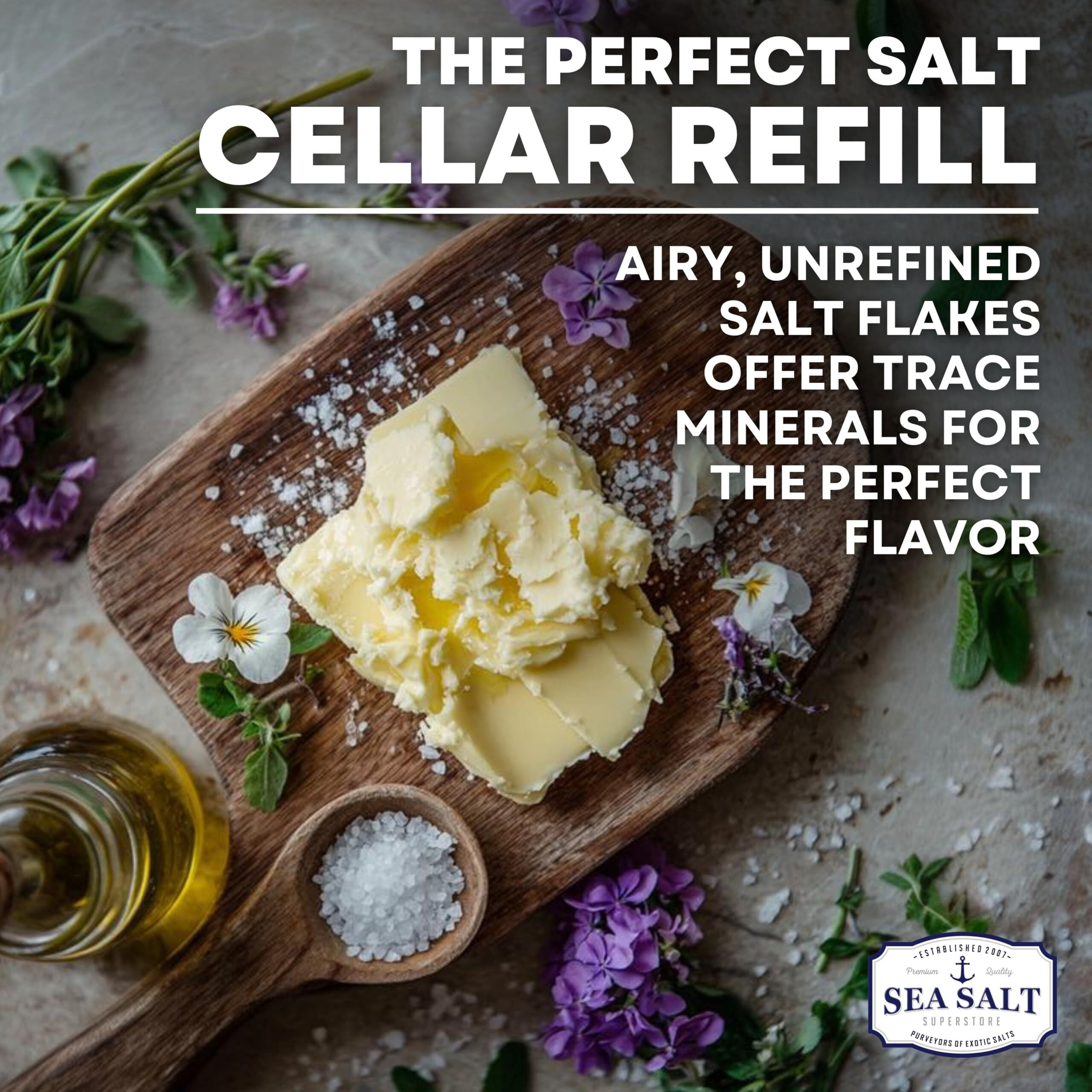Flaky Hand Harvested Sea Salt Flakes, Baja Fleur De Sel Flake Salt, For Baking And Cooking And Fishing, 7 Oz Bag
