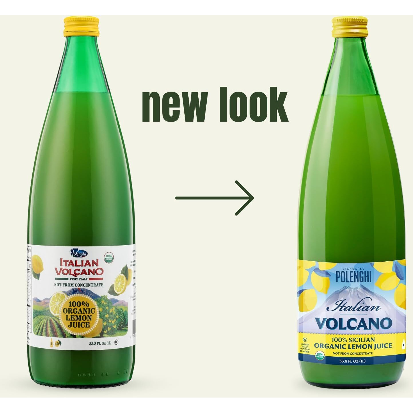 Organic Italian Volcano Lemon Juice, 33.8 Fl Oz - Pure Sicilian Lemons For Cooking, Baking, And Beverages (33.8 Fl Oz (Pack Of 6))