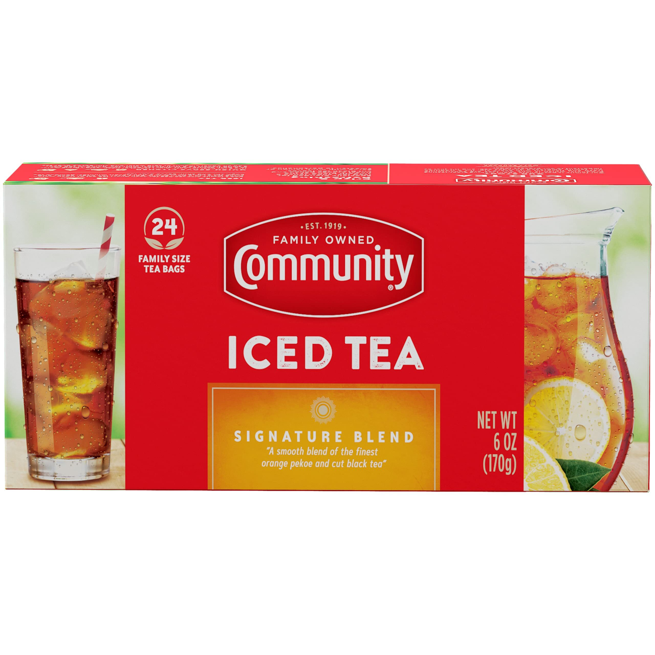 Community Coffee Signature Iced Tea, 144 Family Size Tea Bags, 24 Count Box (Pack Of 6)