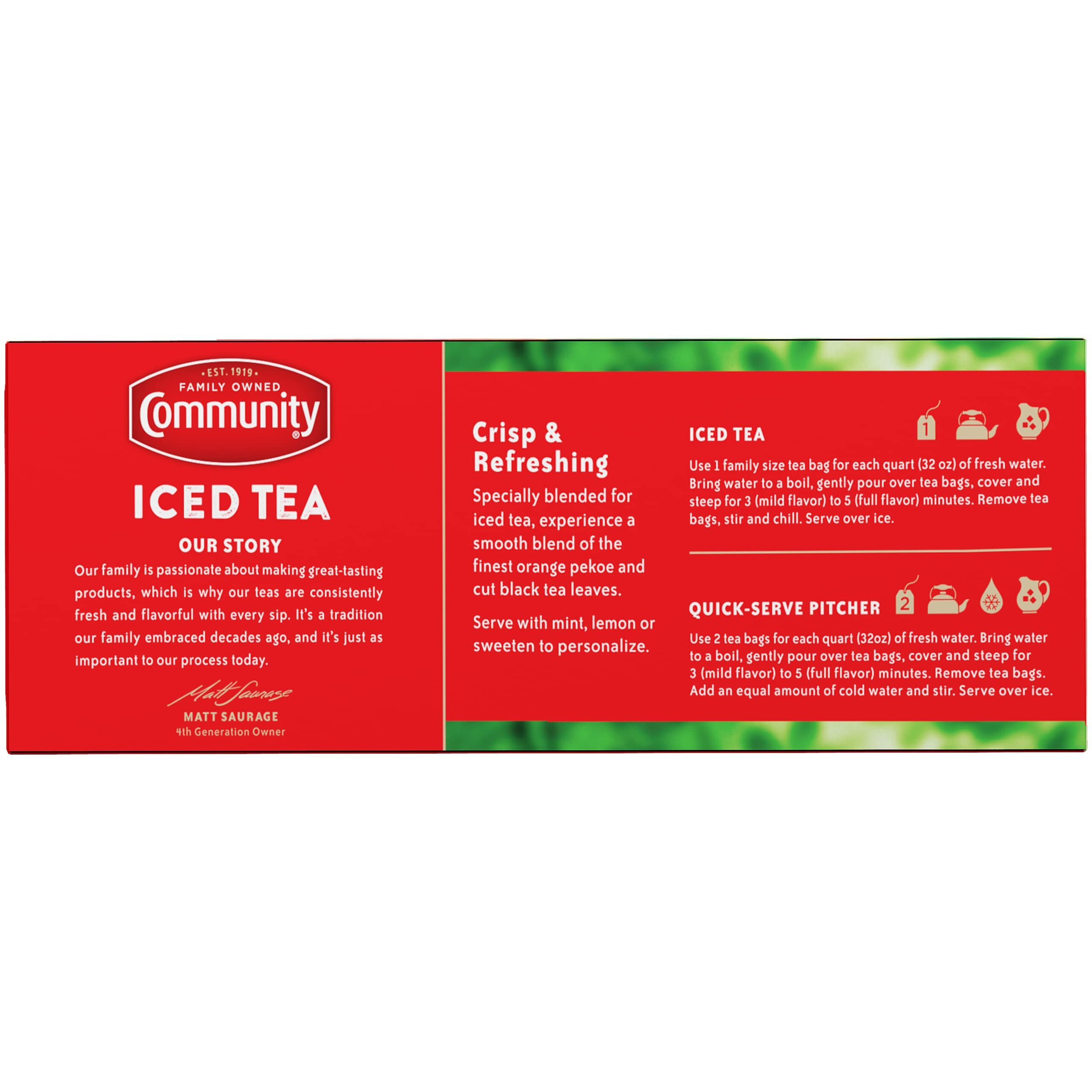 Community Coffee Signature Iced Tea, 144 Family Size Tea Bags, 24 Count Box (Pack Of 6)