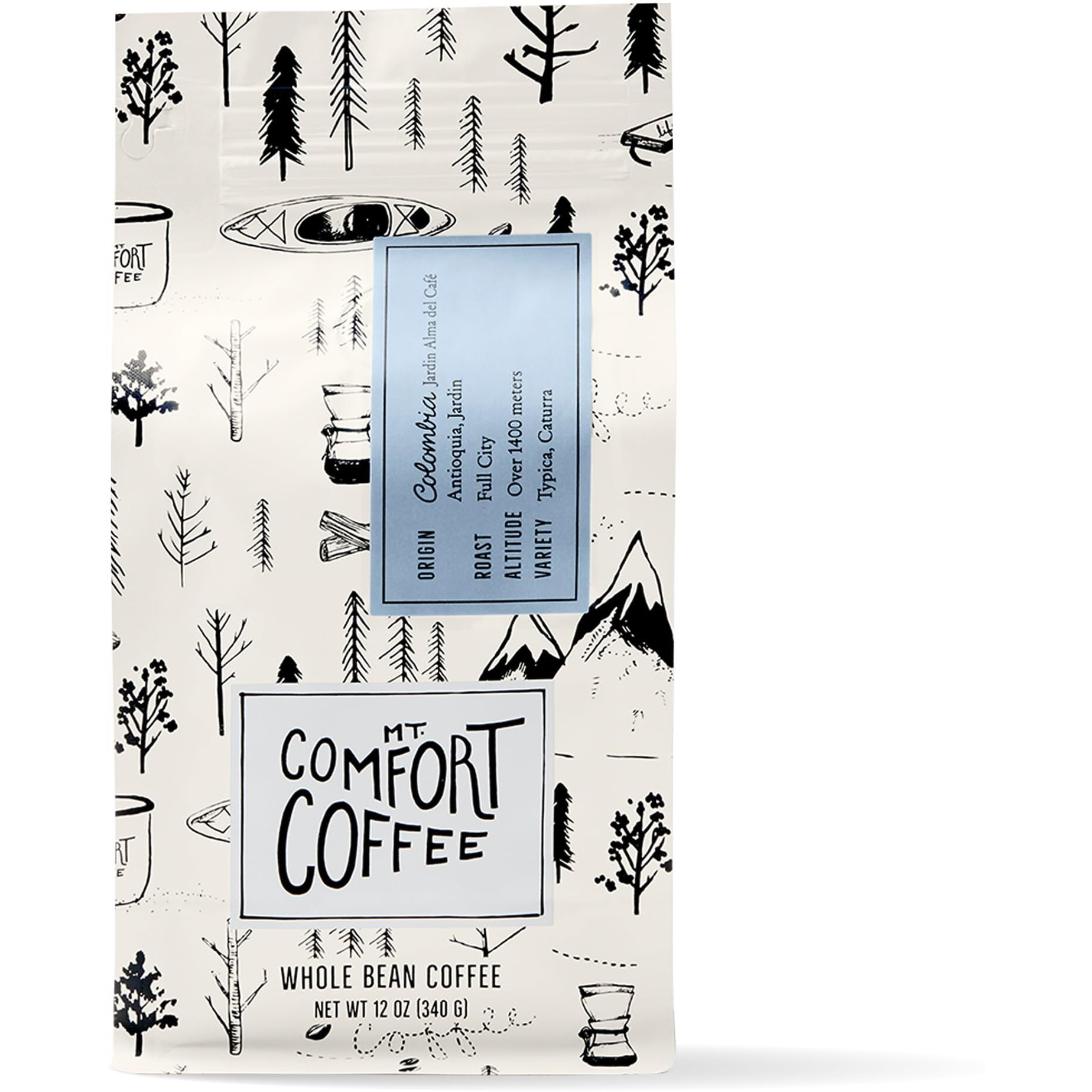 Mt Comfort Coffee Colombia Full City Roast, 12 Oz Bag - Bold & Robust Arabica Beans From Colombia, Full City Roasted For Rich Flavor - Sourced From Small, Colombian Coffee Farms - Roasted Whole Beans