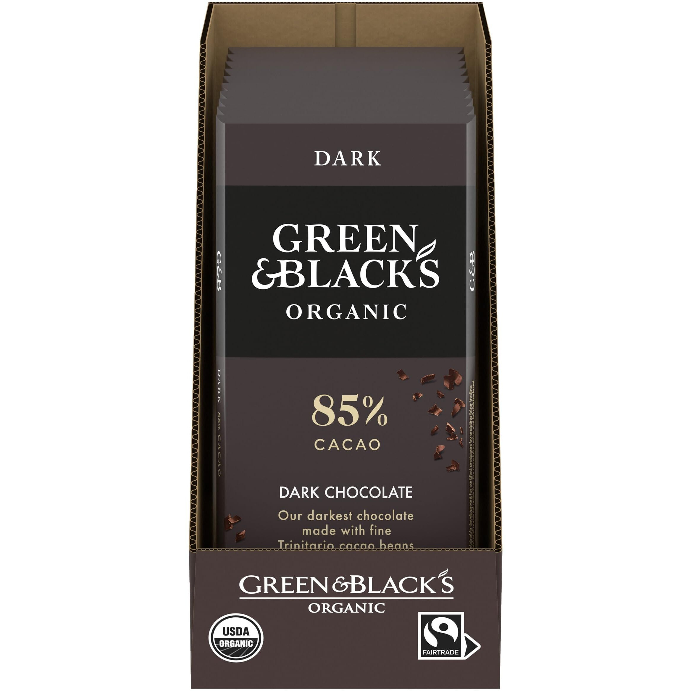 Green & Black's Organic Dark Chocolate Bar, 85% Cacao, 10 - 3.17 Oz Bars