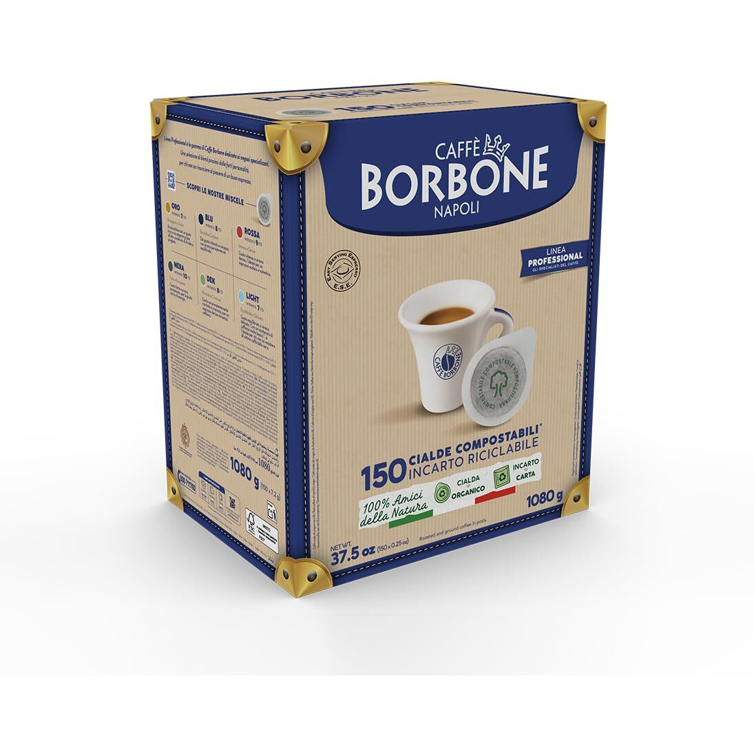 Caffe Borbone Espresso Paper Pods, Red Blend, Strong And Creamy, Medium Roast Ese Pods, Authentic Italian Espresso - 150 Count