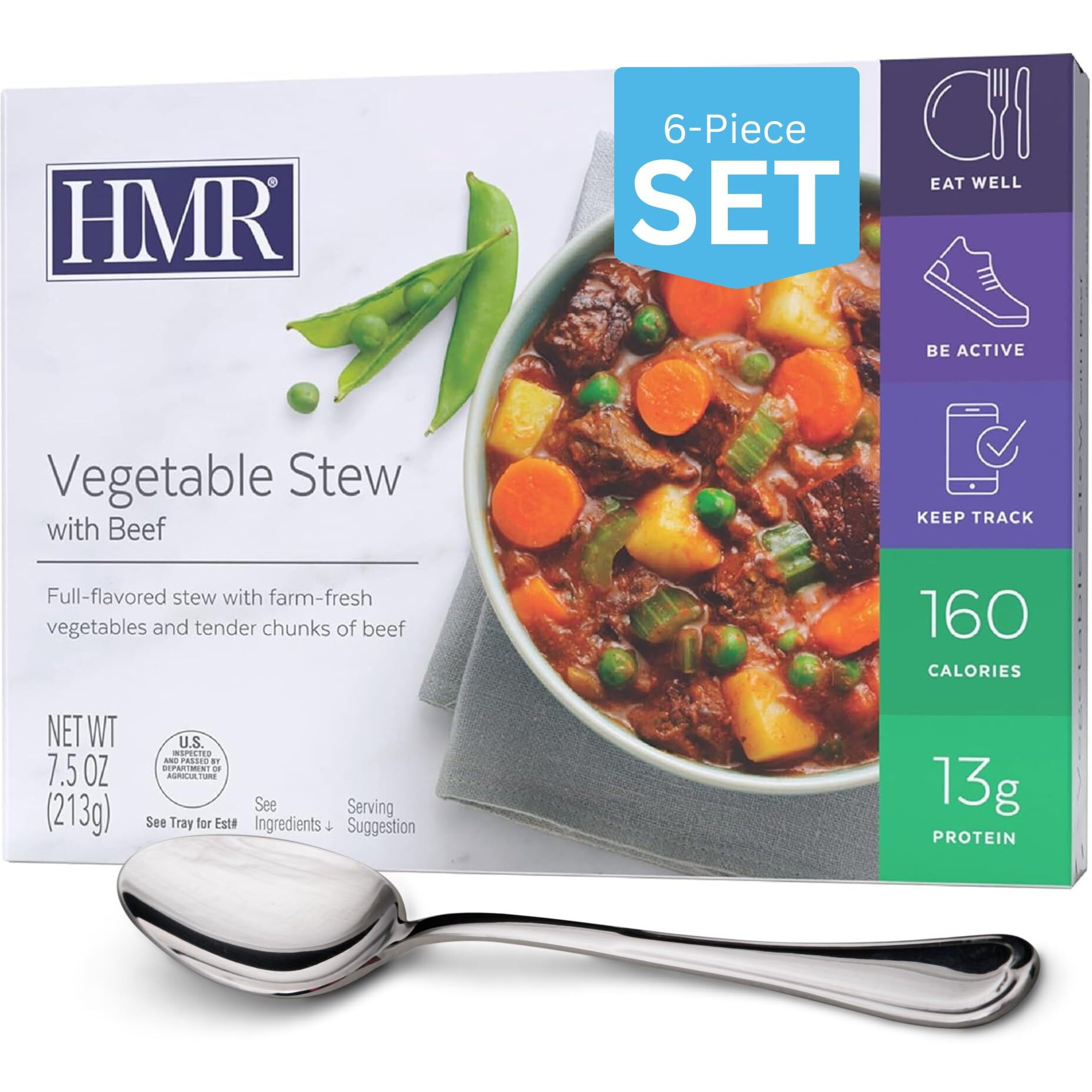 Hmr Vegetable Stew With Beef Entr  E | Pre-Packaged Lunch Or Dinner To Support Weight Loss | Ready To Eat | 13G Of Protein | Low Calorie Food | 8Oz Serving Per Meal | Pack Of 6