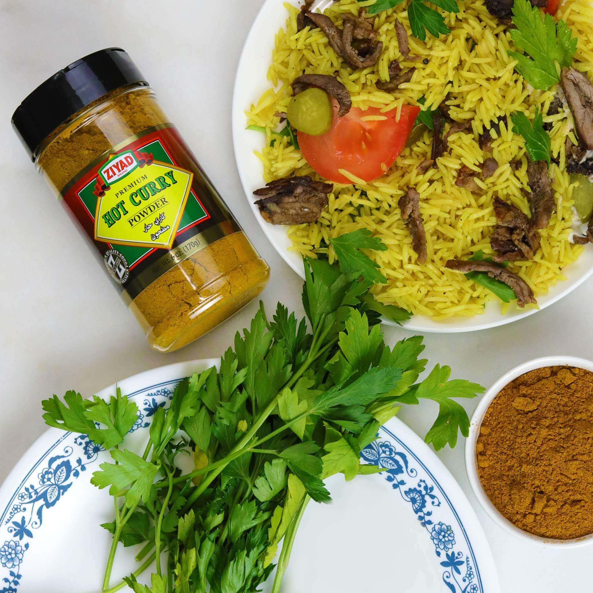 Ziyad Shaker Premium Hot Curry Powder, Flavorful Spices, No Additives, No Preservatives, No Msg, 6 Oz