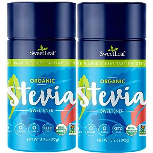 Sweetleaf Organic Stevia Powder Shaker Jar - Zero Calorie Stevia Sweetener, No Bitter Aftertaste, Plant-Based Sugar Substitute, Non-Gmo Sweet Leaf Stevia, 3.2 Oz Ea (Pack Of 2)