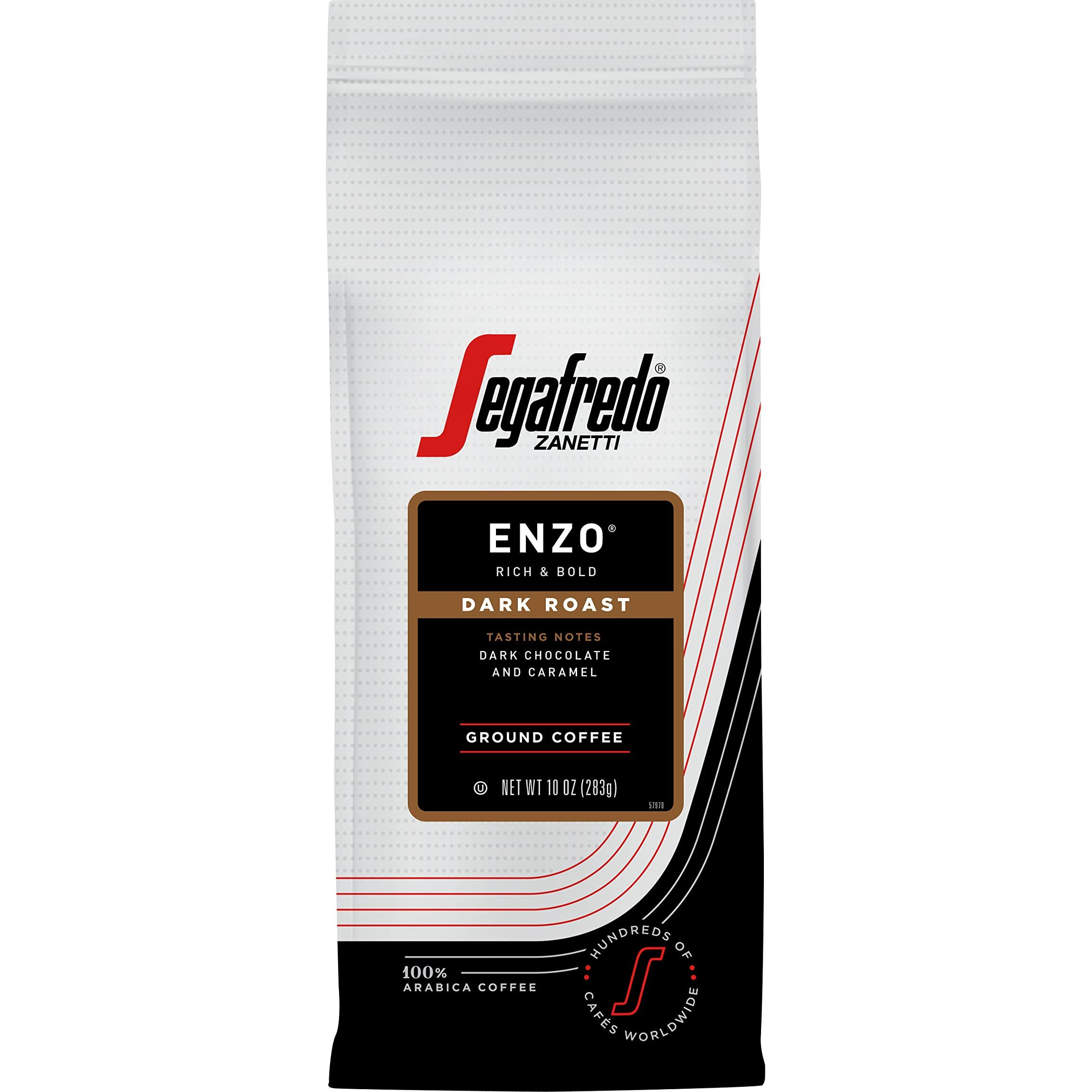 Segafredo Zanetti Ground Coffee, Enzo Dark Roast, Made With Arabica Beans, Rich And Bold Flavor, 10 Oz