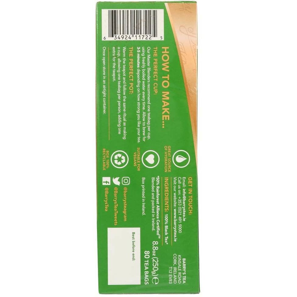 Barry's Tea Irish Breakfast Teabags (80) - Pack Of 2