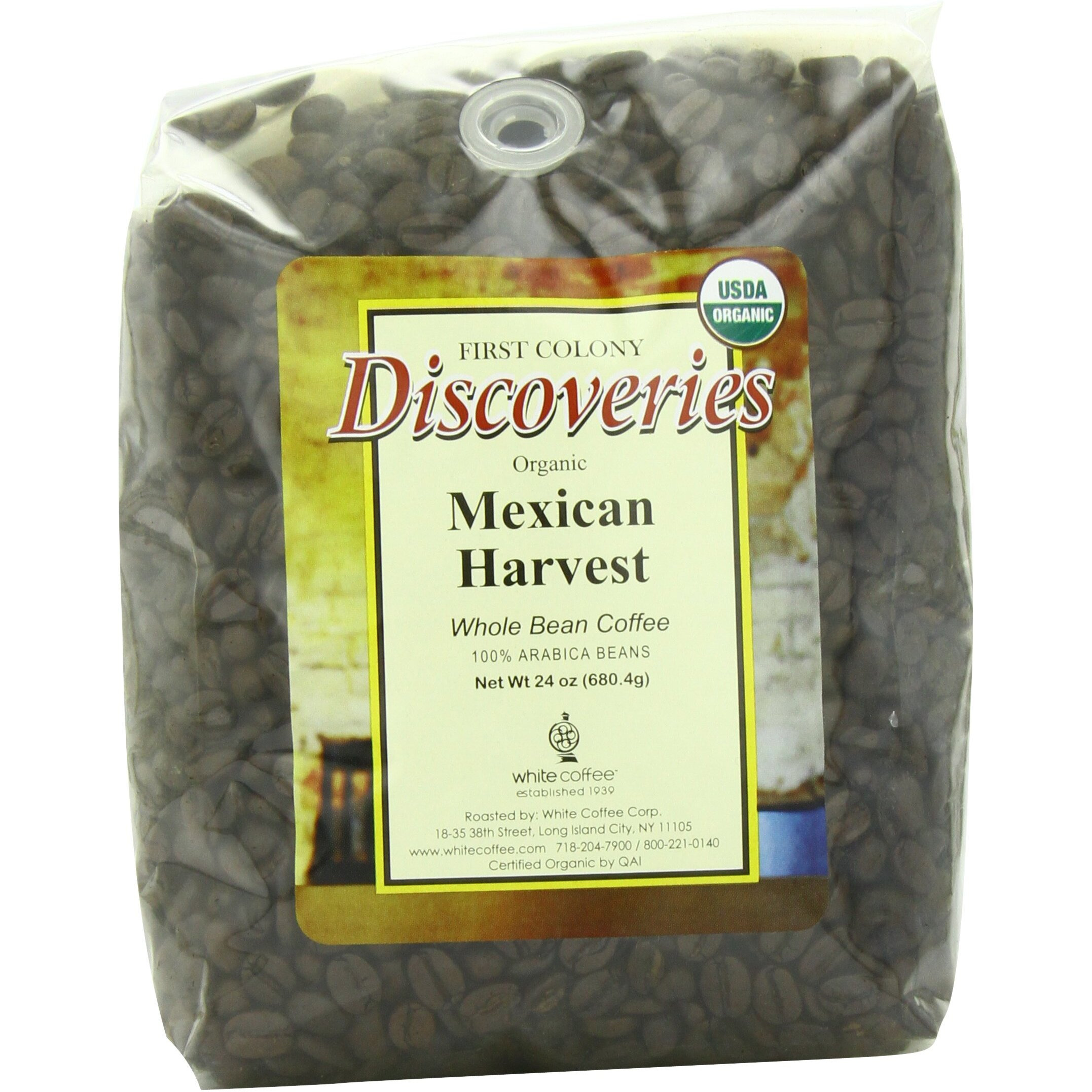 First Colony Organic Whole Bean Coffee, Mexican Harvest, 24-Ounce