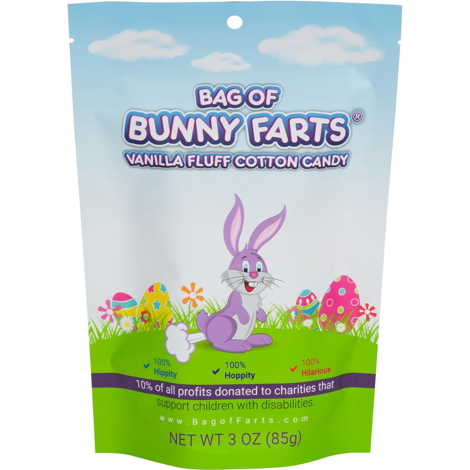 Bag Of Bunny Farts Vanilla Cotton Candy Funny Easter Basket Stuffer For All Ages Unique Birthday For Friends, Mom, Dad, Girl, Boy Gag Gift, 3 Ounces / 1 Pack