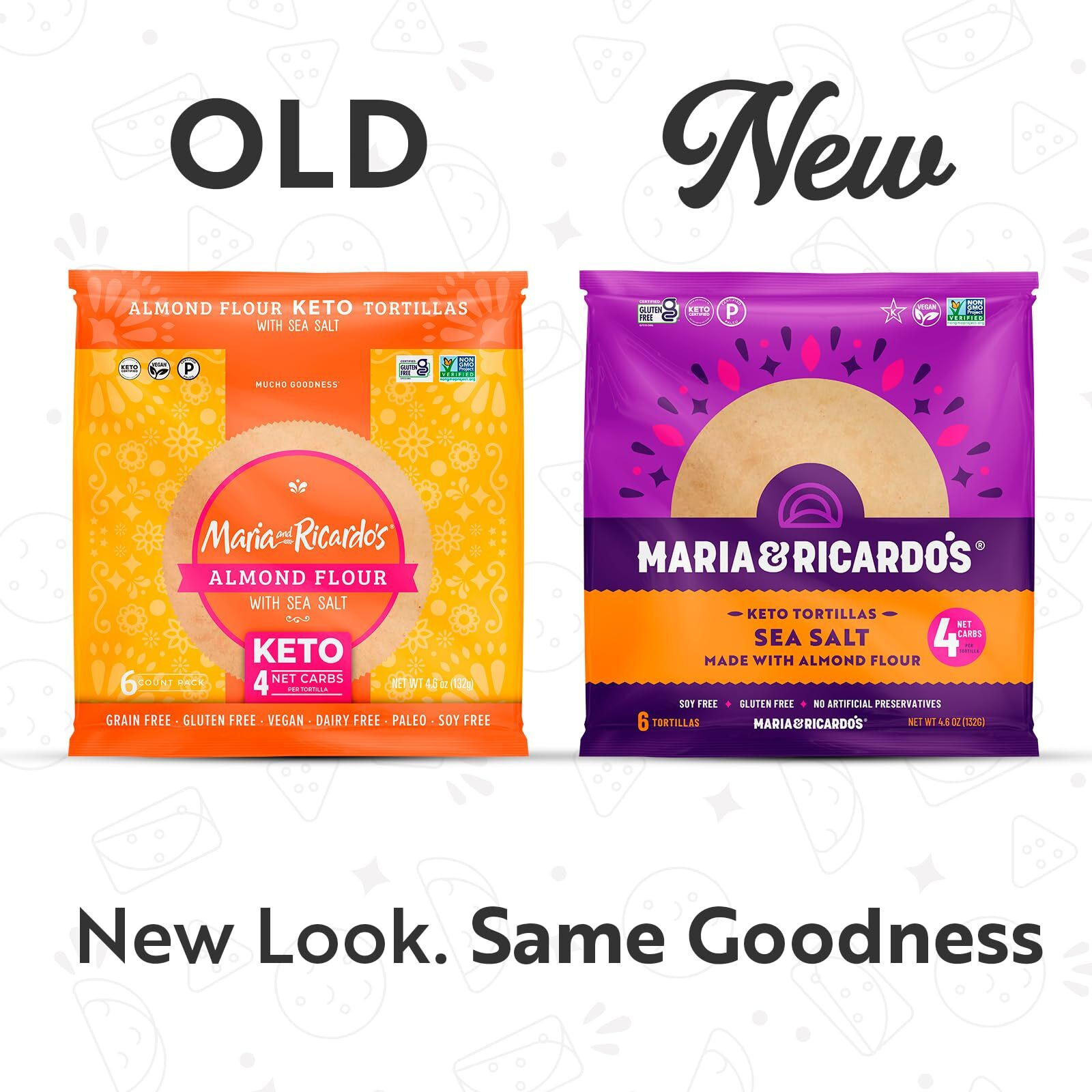 Maria & Ricardo's Keto Tortillas | Almond Sea Salt | Low Carb | Grain Free | Paleo | Non Gmo | Vegan | Gluten Free | Keto Certified Tortilla Wraps. (4 Pack, 6 Tortillas Per Pack)