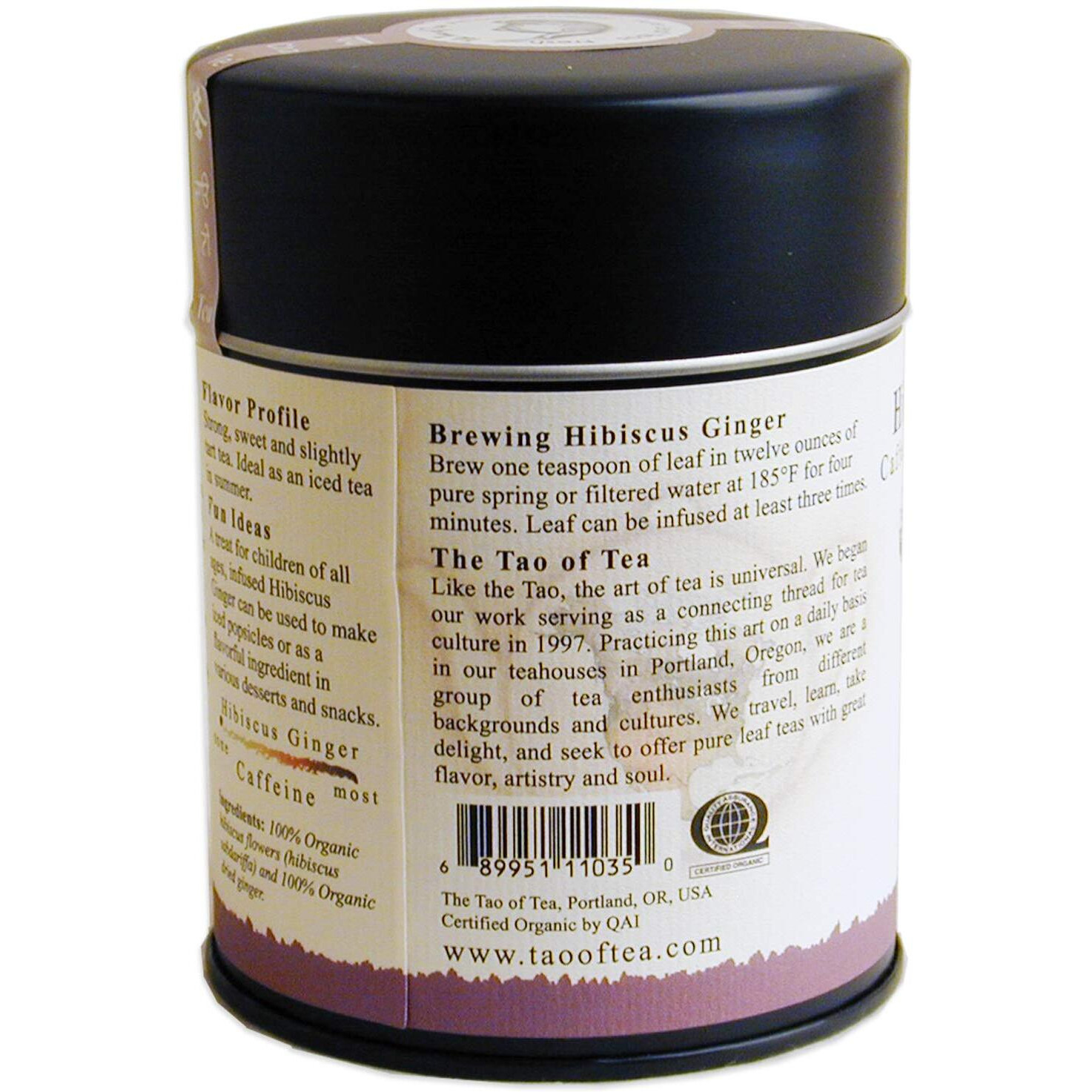 The Tao Of Tea, Hibiscus Ginger Tea, Loose Leaf, 3.0 Ounce Tin To Make 50 Cups