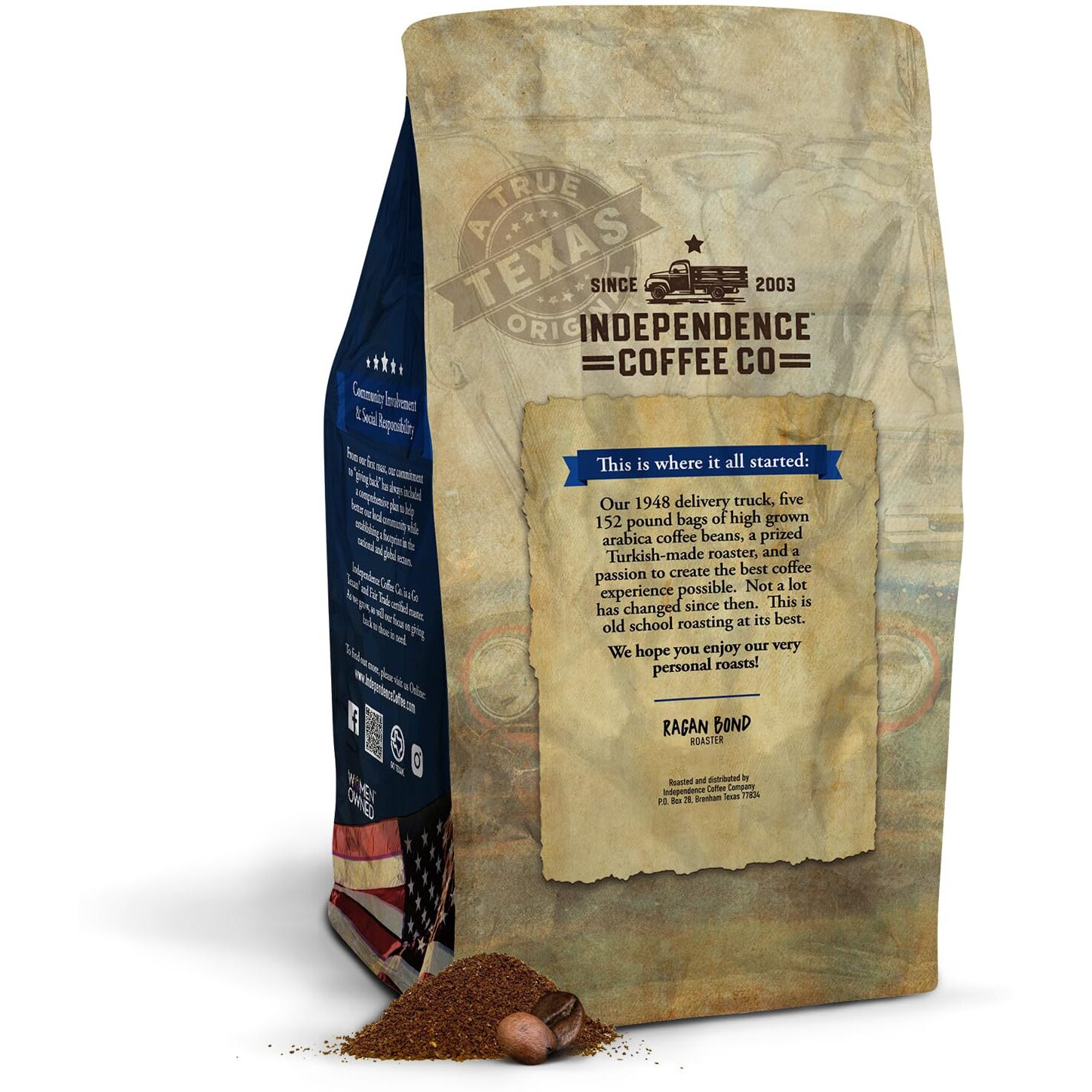 Independence Coffee Co. Tex-A De Olla Mexican Style Cinnamon And Brown Sugar Flavored Light Roast Whole Bean Coffee, 24 Ounce Bag (Packaging May Vary)