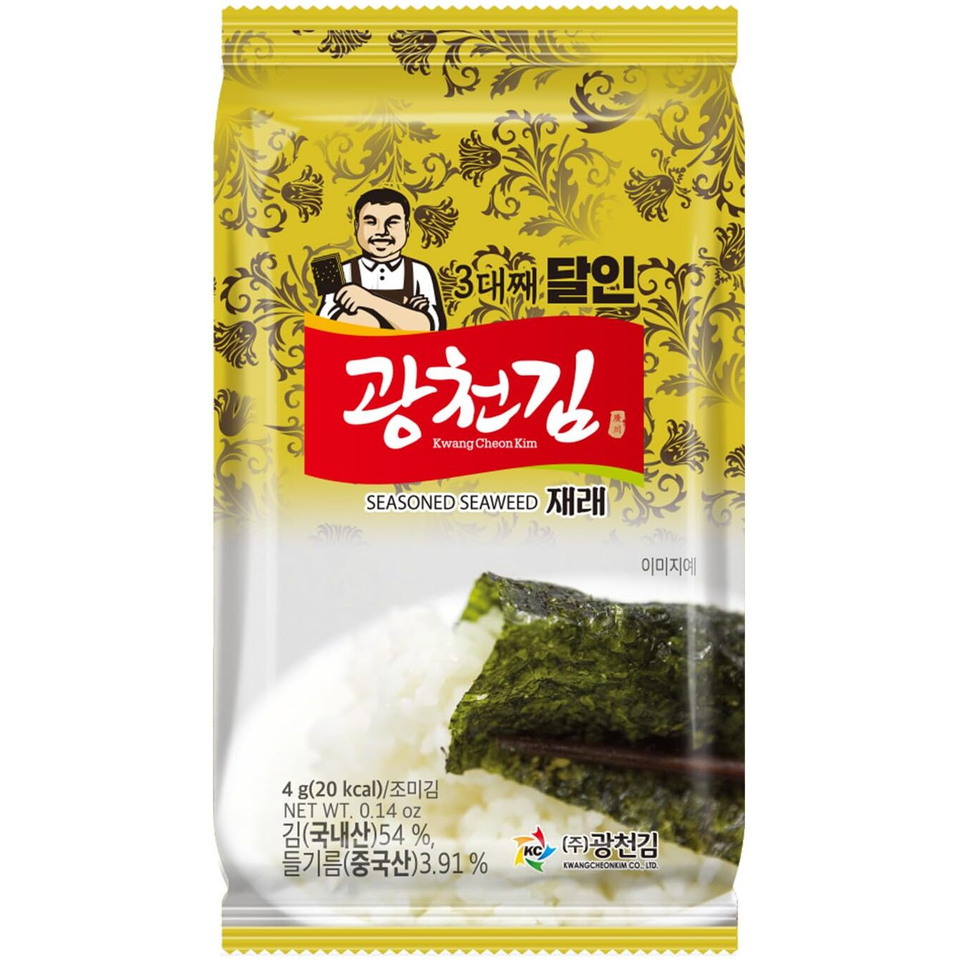 Kimnori Kwangcheonkim Seasoned Seaweed Snacks - 24 Individual Packs Sheets Premium Natural Roasted Laver Nori 4G 0.14 Ounce