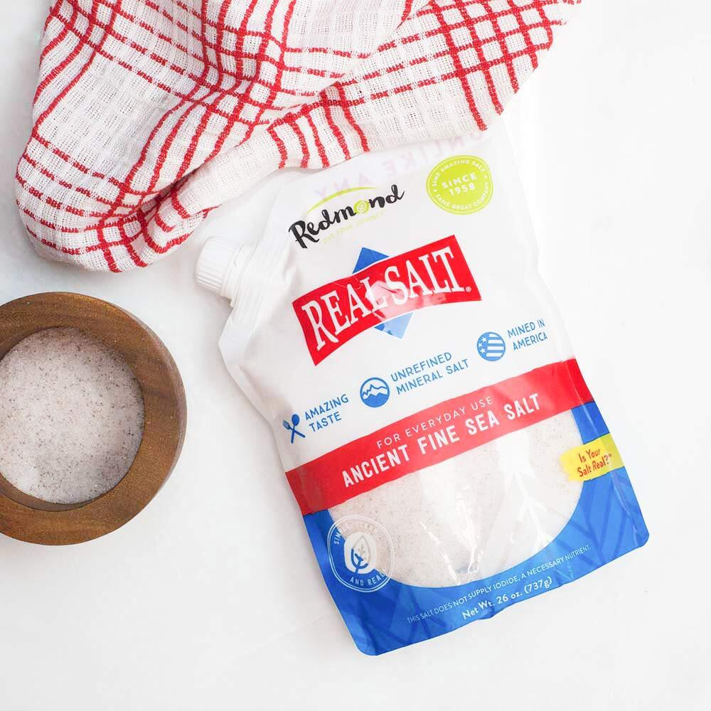 Redmond Real Salt - Ancient Fine Sea Salt, Unrefined Mineral Salt, 26 Ounce Pouch (4 Pack)