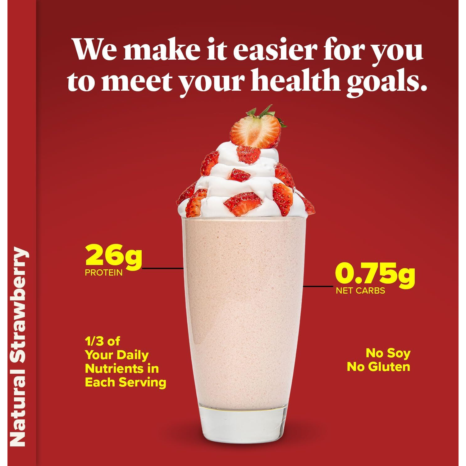 Keto Chow Natural Strawberry | Keto Meal Replacement Shake | Nutritionally Complete | Low Carb | Delicious Easy Meal Substitute | You Choose The Fat | 21 Meal Bulk Pack