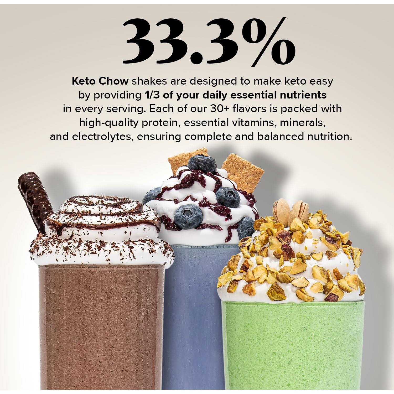 Keto Chow Natural Strawberry | Keto Meal Replacement Shake | Nutritionally Complete | Low Carb | Delicious Easy Meal Substitute | You Choose The Fat | 21 Meal Bulk Pack