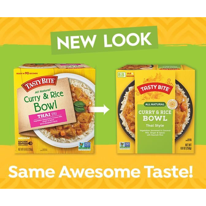 Tasty Bite Thai Style Curry & Rice Bowl, 8.8 Ounce, Pack Of 6, Ready To Eat Microwaveable, Vegetarian, Gluten Free