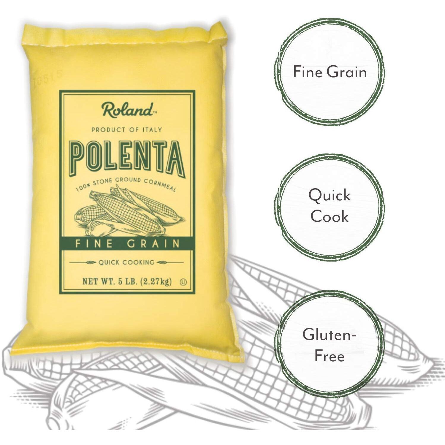 Roland Foods Fine Grain Yellow Polenta From Italy, Specialty Imported Food, 5 Pound Bag, Pack Of 1