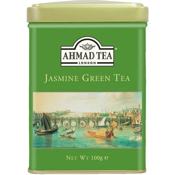 Ahmad Tea Black Tea, Jasmine Black Tea Loose Leaf, Metal Tin 100G - Caffeinated And Sugar-Free